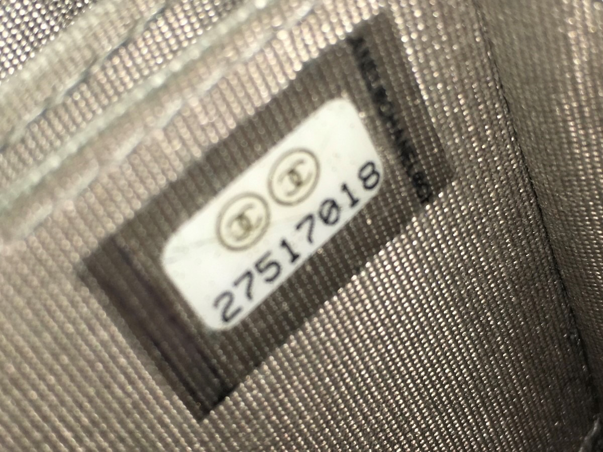 Chanel Grey Caviar Leather Boy Zip Around Coin Purse