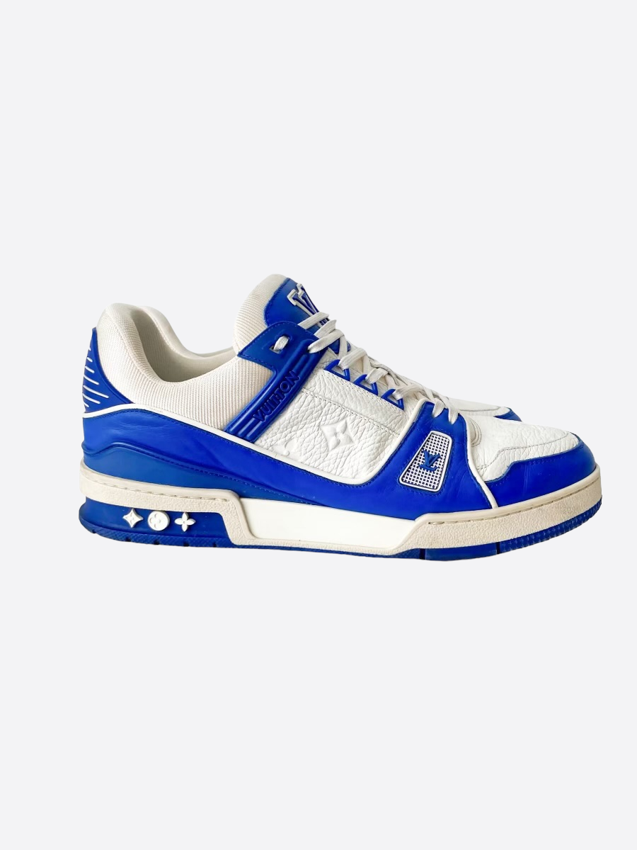 blue and white louis vuitton trainers