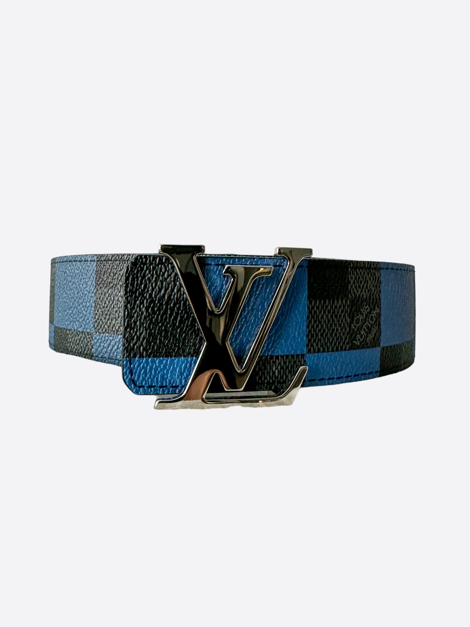 Louis Vuitton Blue Damier Graphite Logo Belt – Savonches