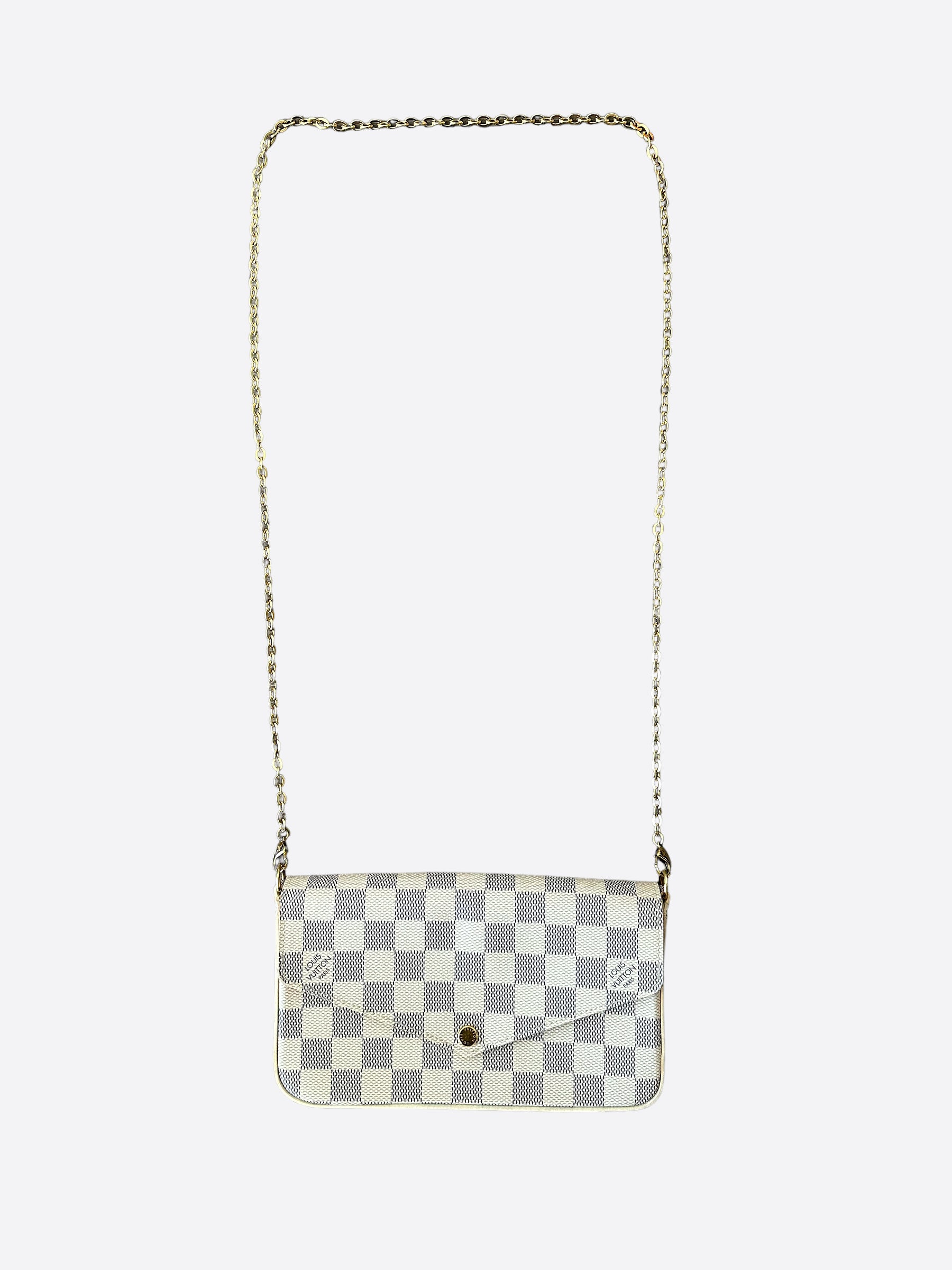 Louis Vuitton Pochette Felicie White Damier Azur Canvas Cross Body Bag