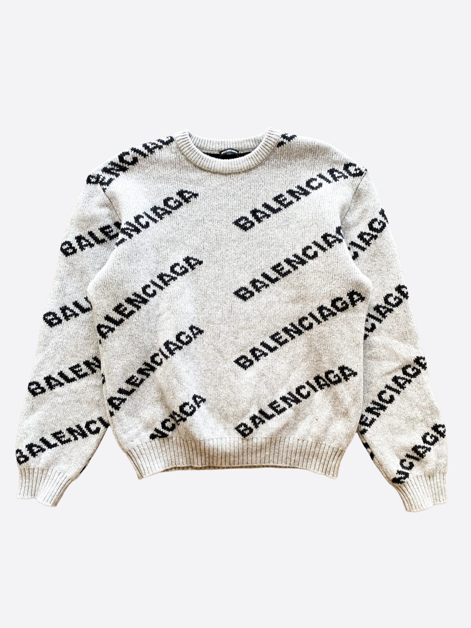 ordbog Reduktion lave mad Balenciaga Grey All Over Logo Sweater – Savonches