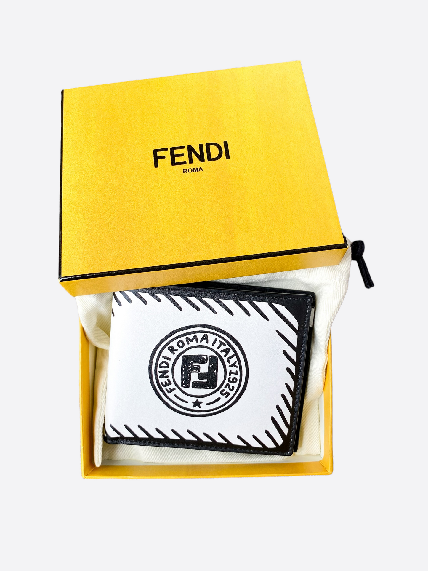 Fendi Black & White Striped Wallet