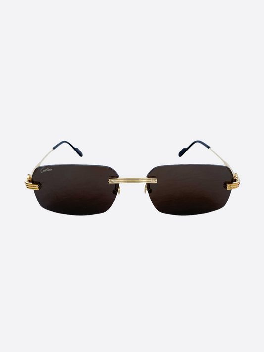 Cartier Grey Lens Gold Metal Sunglasses