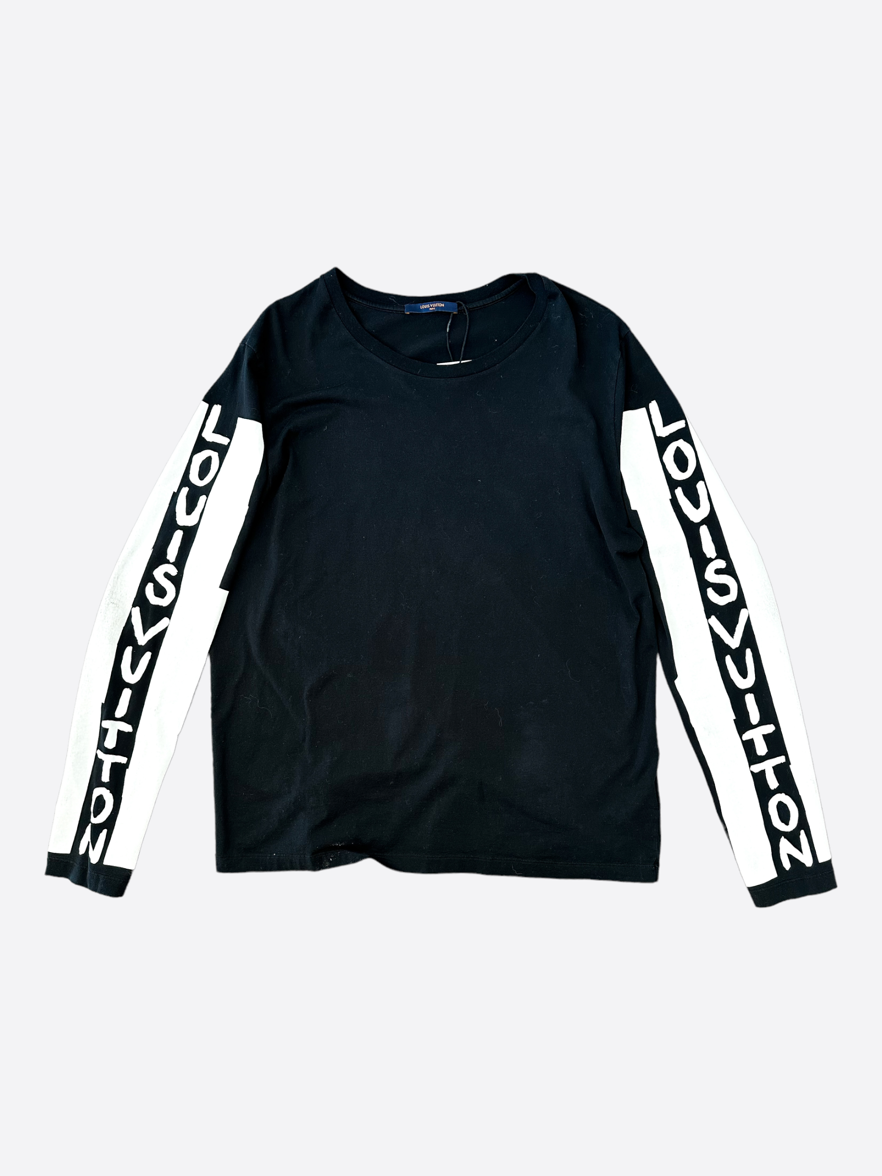 Louis Vuitton Black Cotton LV Stitched Crew Neck T-shirt S Louis