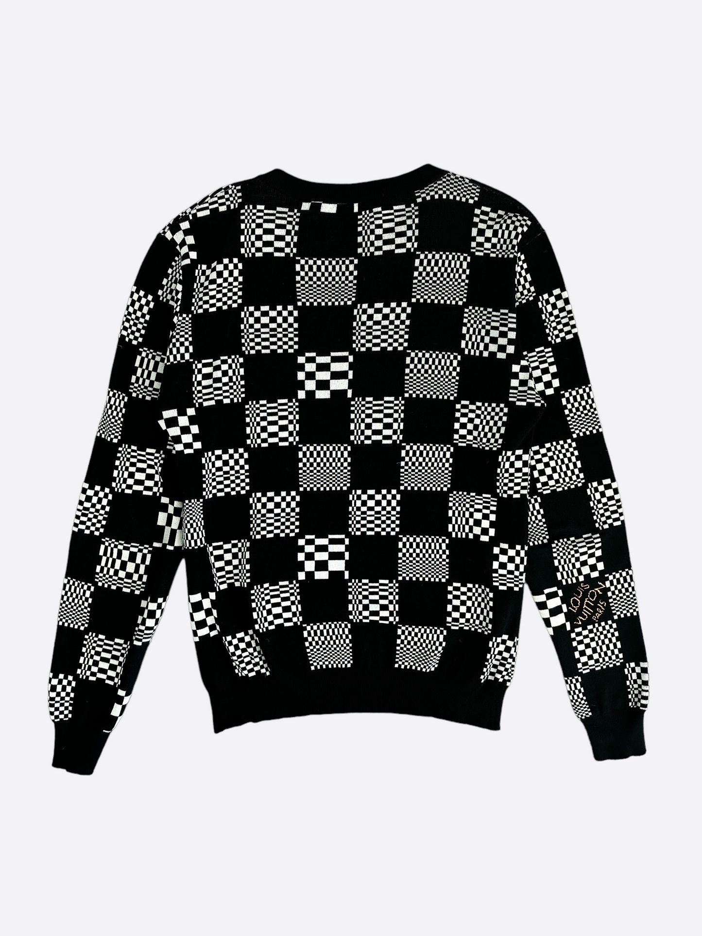Louis Vuitton Black & White Distorted Damier Sweater