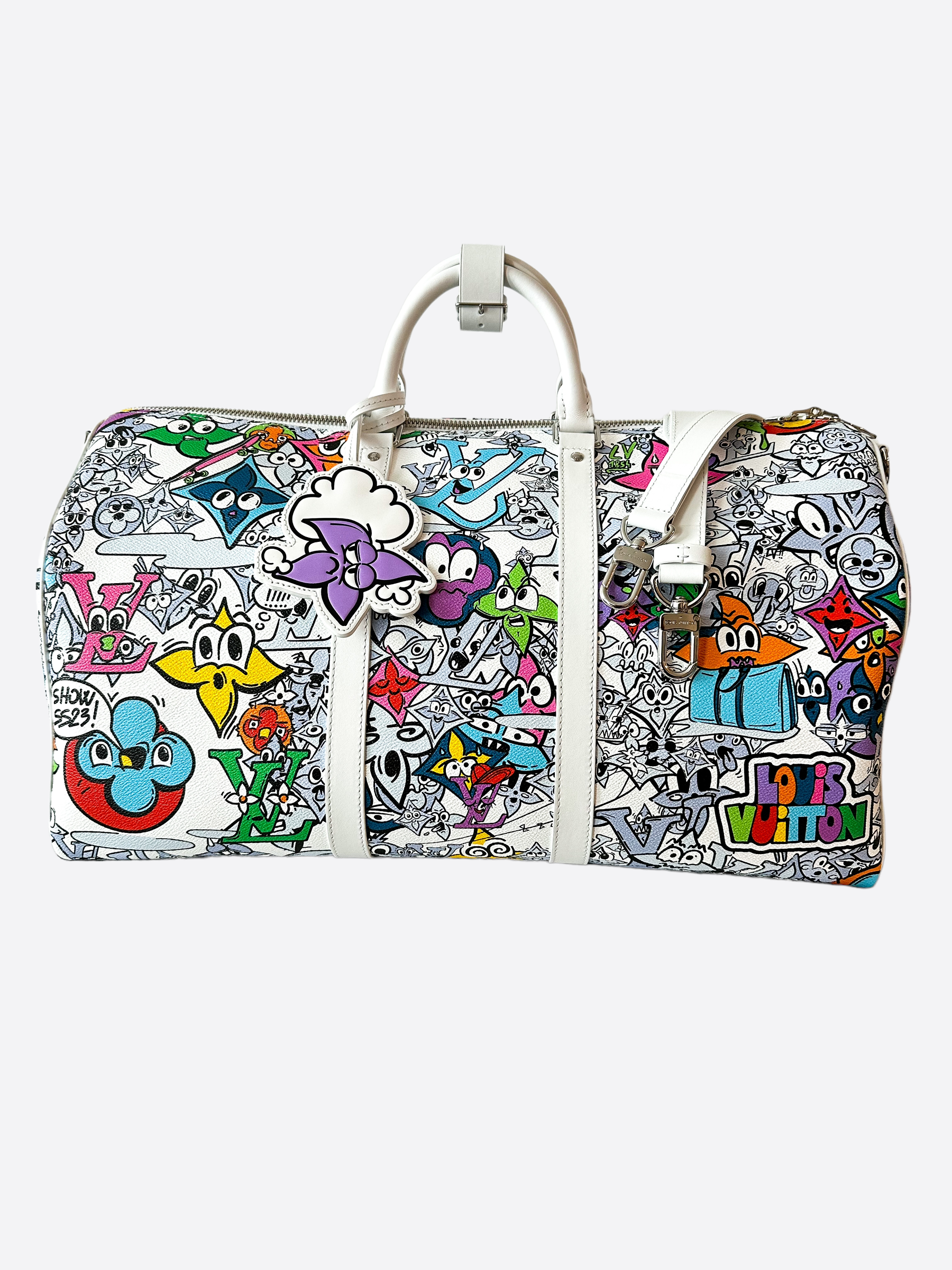 White and Rainbow Comic Book Monogram Canvas Keepall Bandoulière 50 Silver  Hardware, 2022