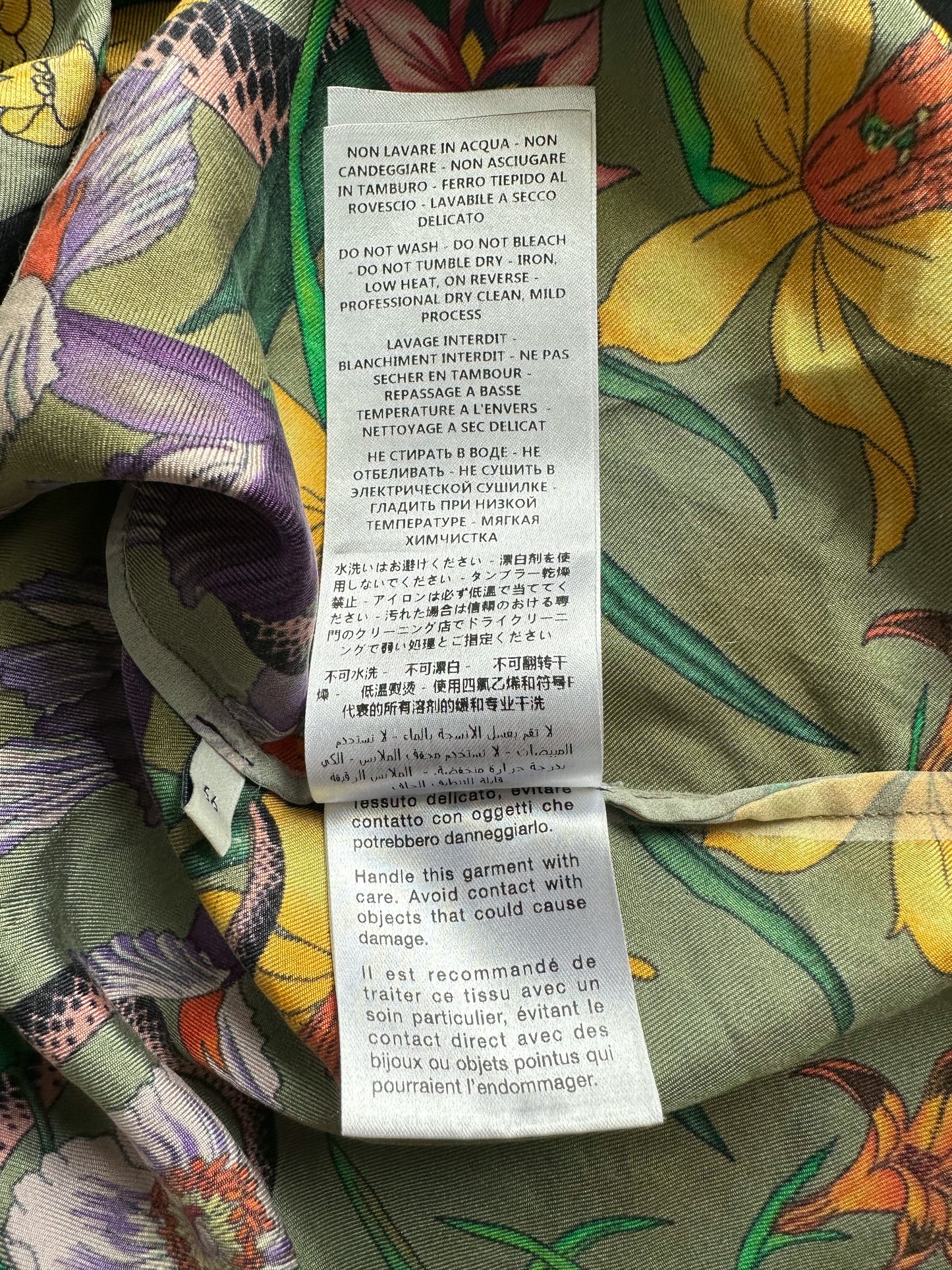 Gucci Floral Print Silk Button Up Shirt