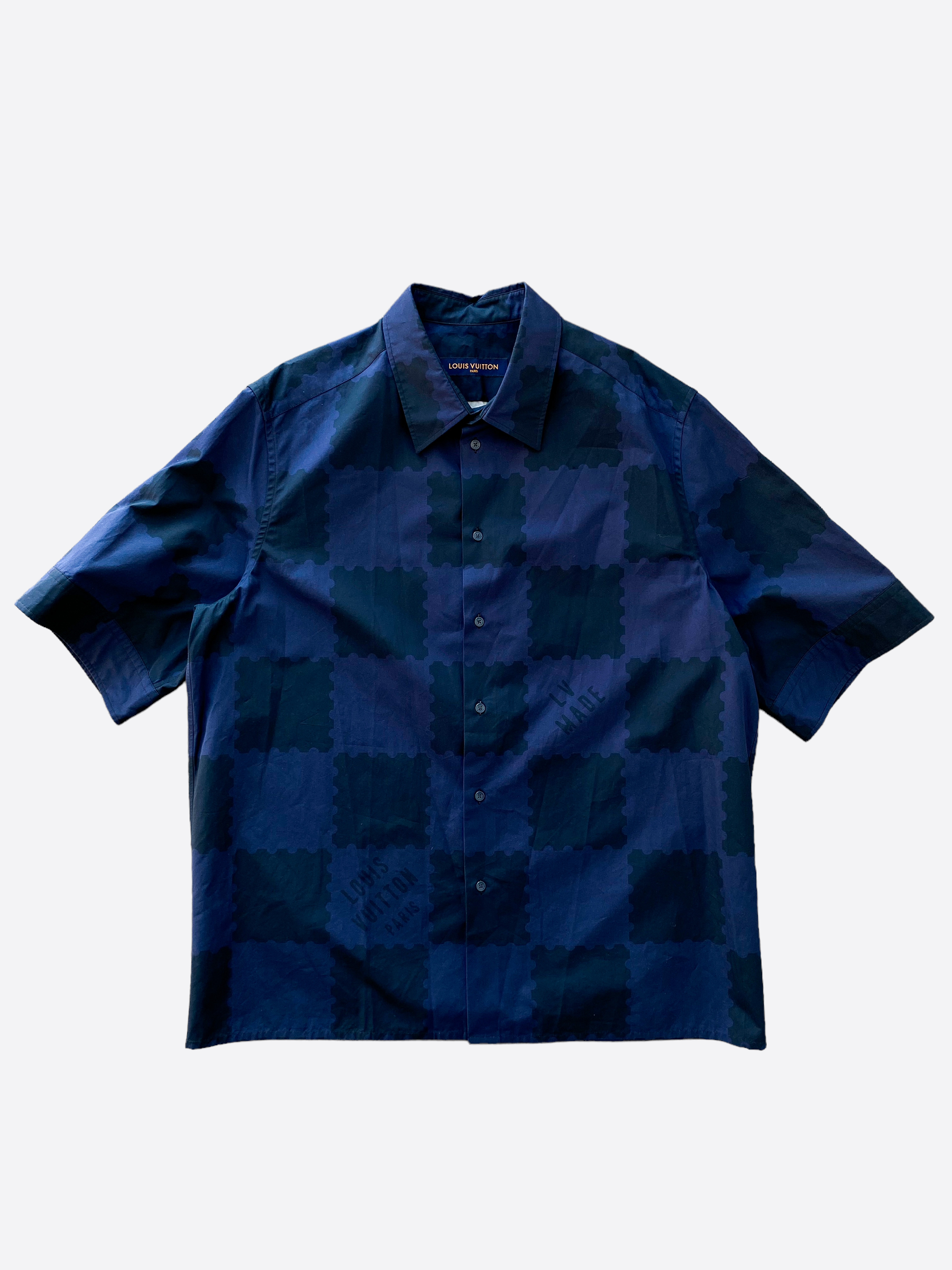 Louis Vuitton Nigo Black & Blue Checkered Button Up Shirt