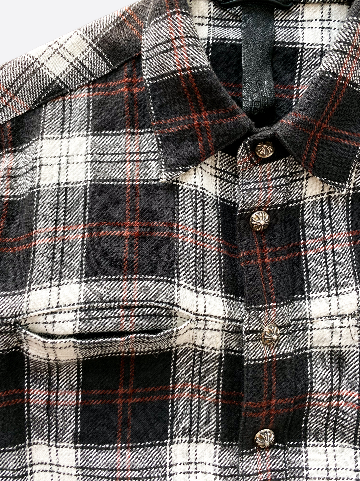 Chrome Hearts Black & Red Cross Patch Flannel