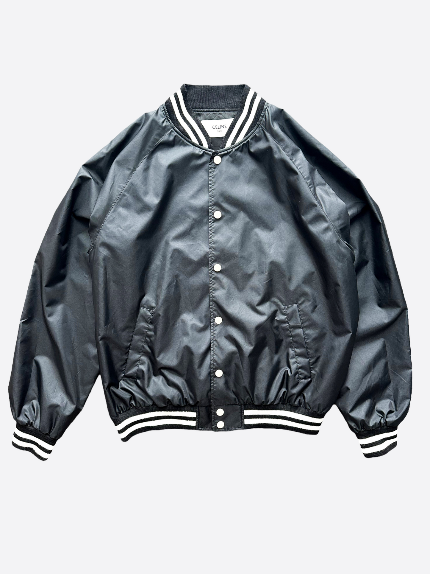 Celine Black & White Logo Bomber Jacket
