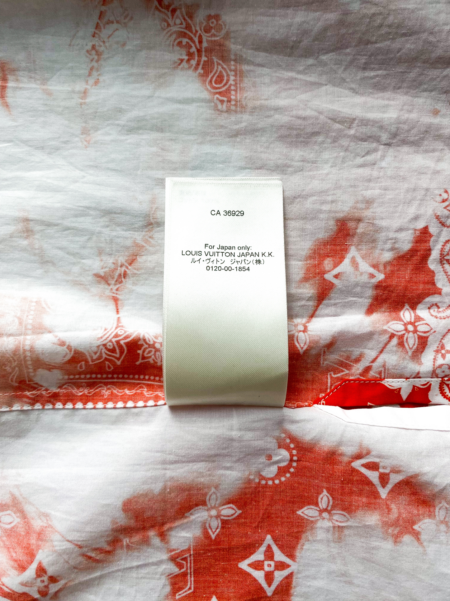 Louis Vuitton Orange Bandana Bleached Short Sleeve Button Up Shirt