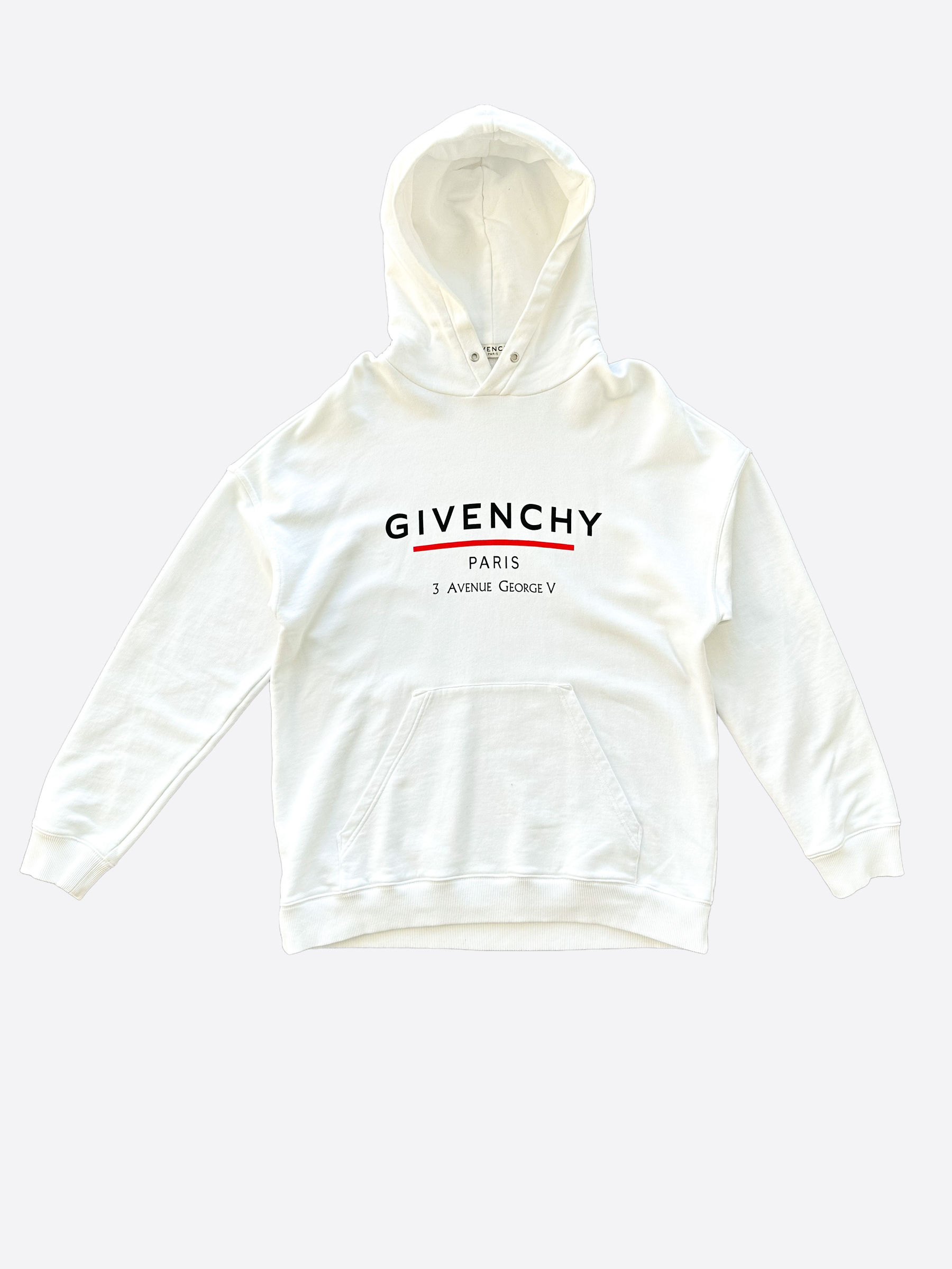 Givenchy White Paris 3 Avenue George V Logo Hoodie – Savonches