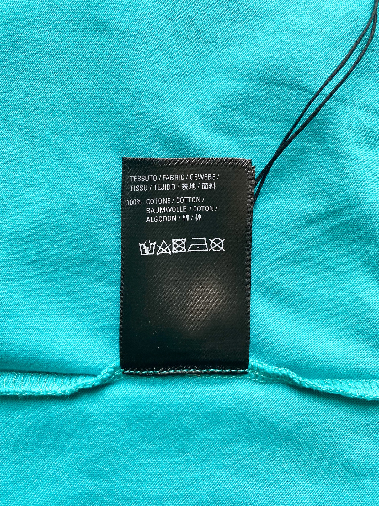 Balenciaga Teal Distressed Pixel Logo Shirt