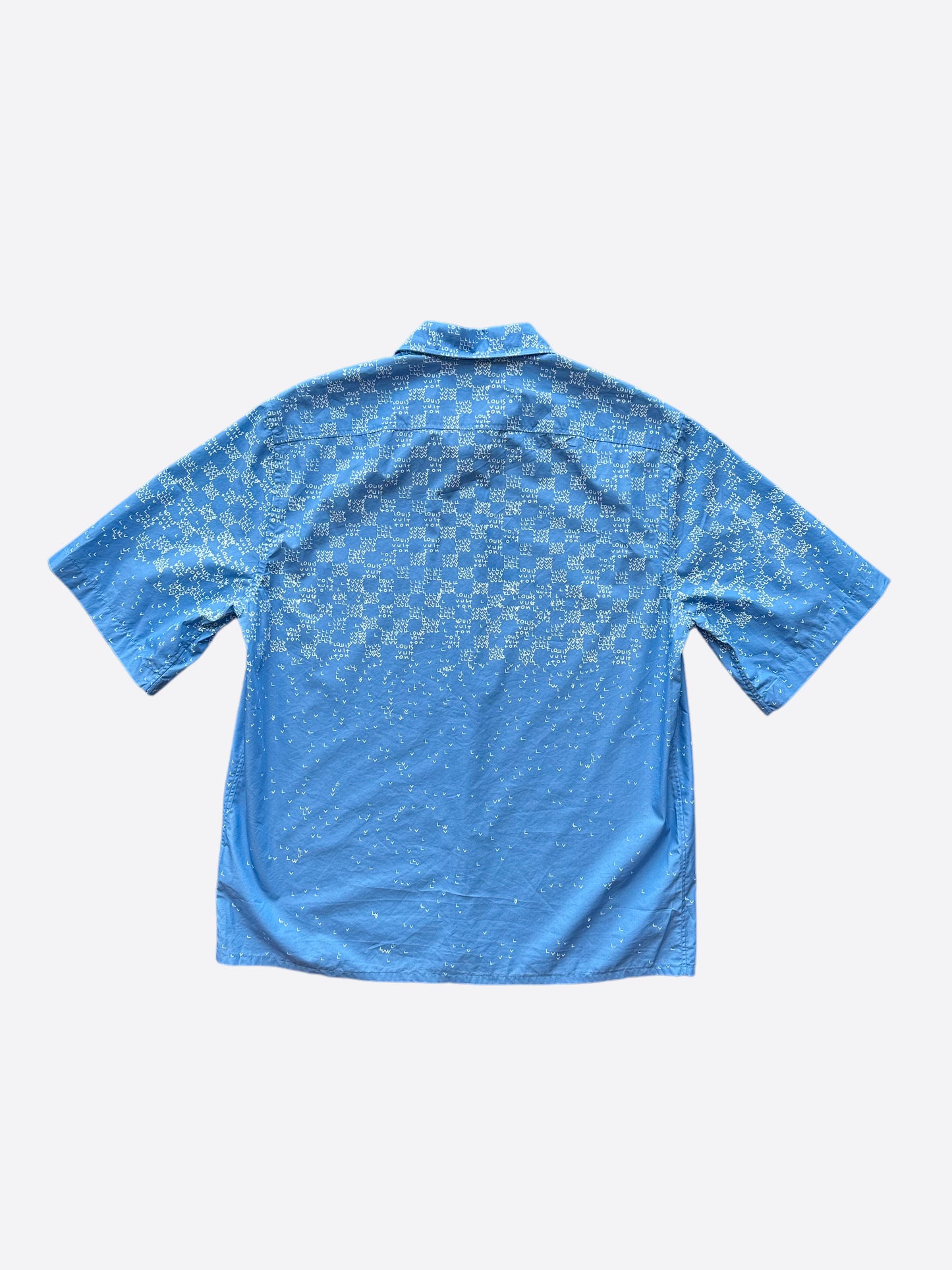 Louis Vuitton Blue Damier Spread Short Sleeve Button Up Shirt