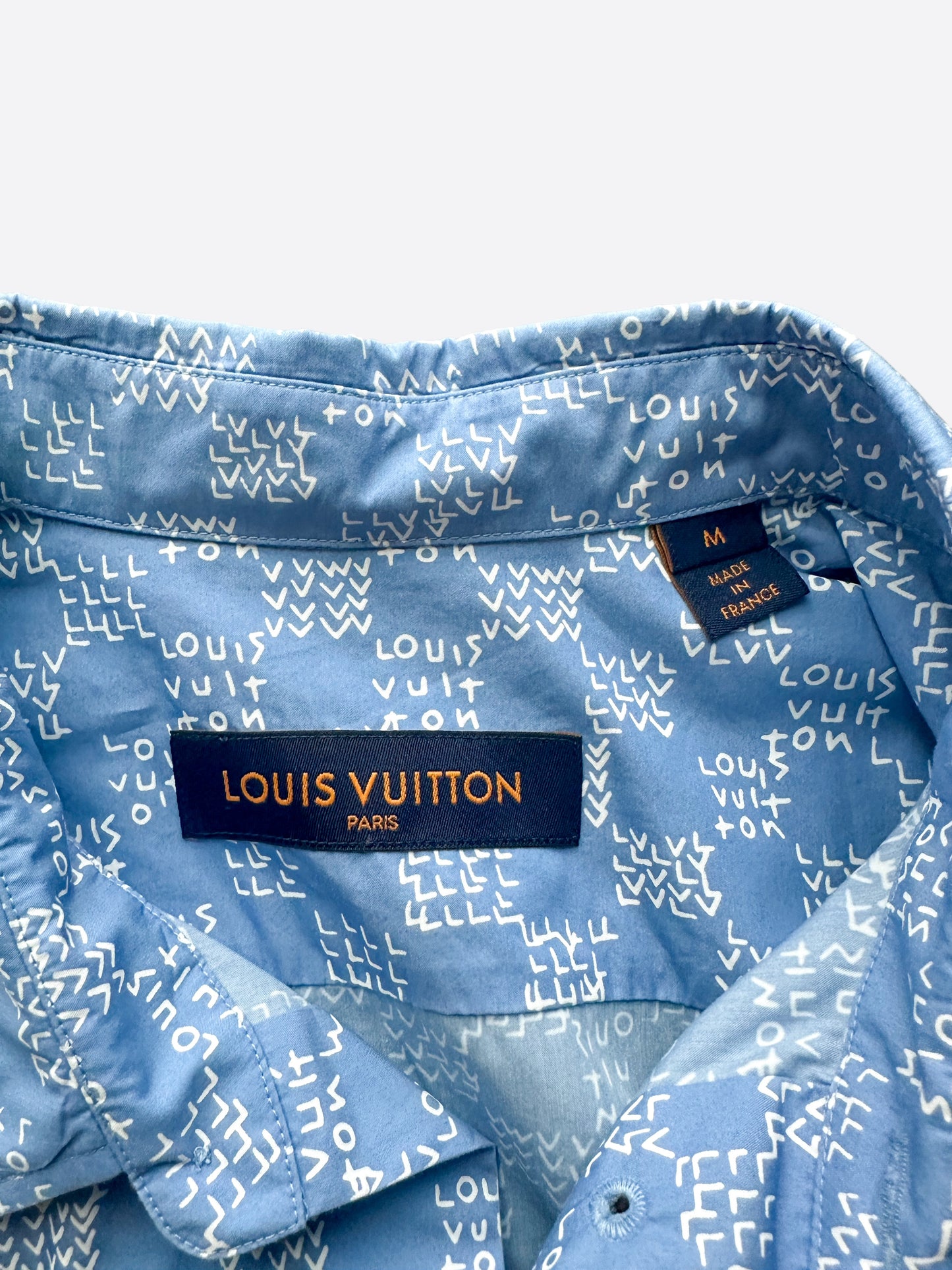 Louis Vuitton Blue Damier Spread Short Sleeve Button Up Shirt
