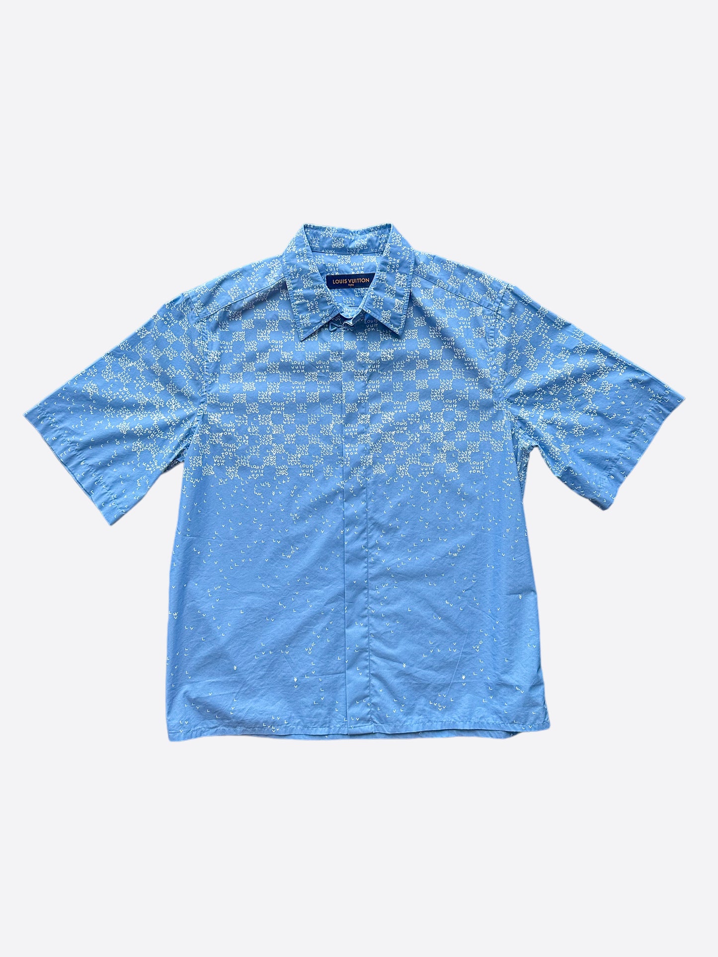 Louis Vuitton Blue Damier Spread Short Sleeve Button Up Shirt