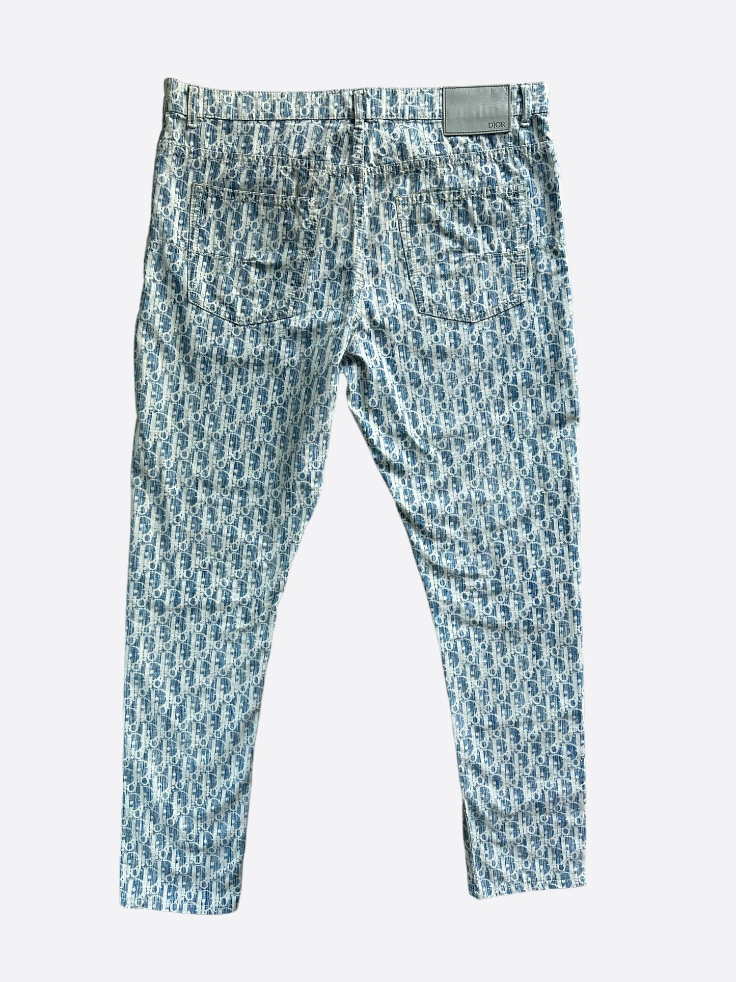 Dior Blue & White Oblique Slim Jeans