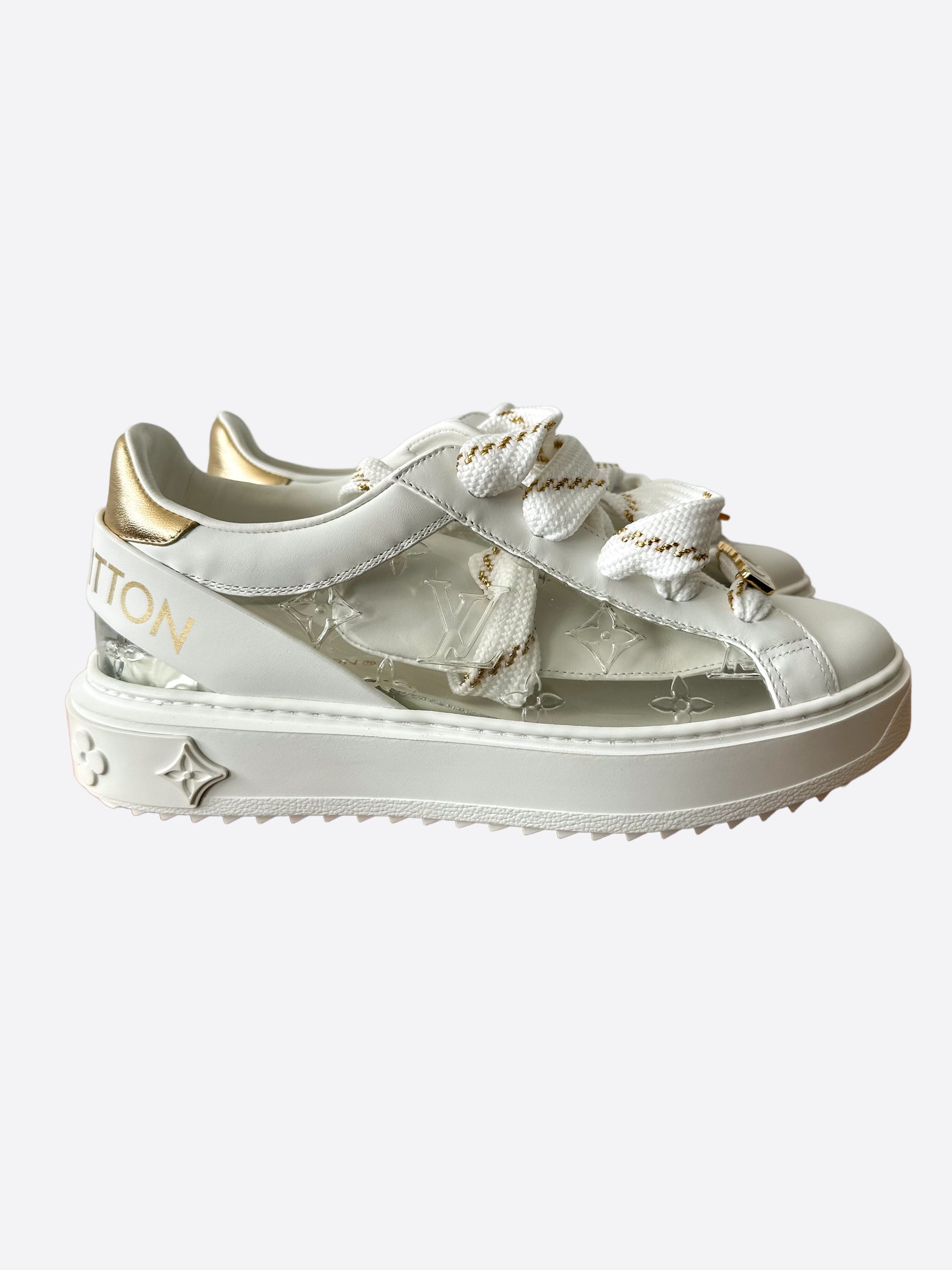Louis Vuitton White Gold Transparent Time-Out Womens Sneaker