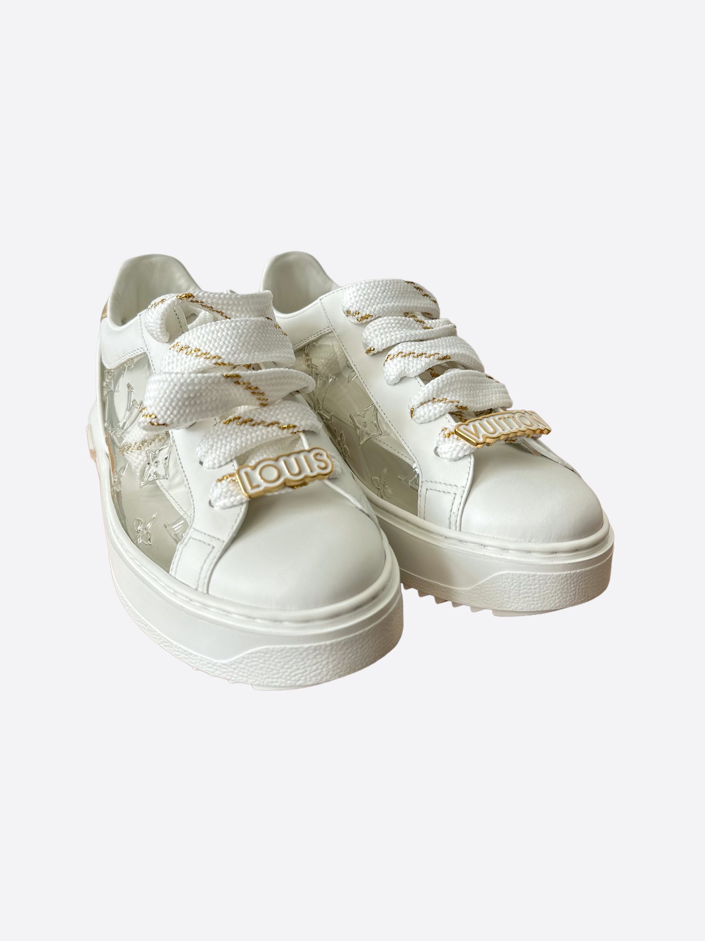 Louis Vuitton White & Gold Transparent Time-Out Womens Sneaker