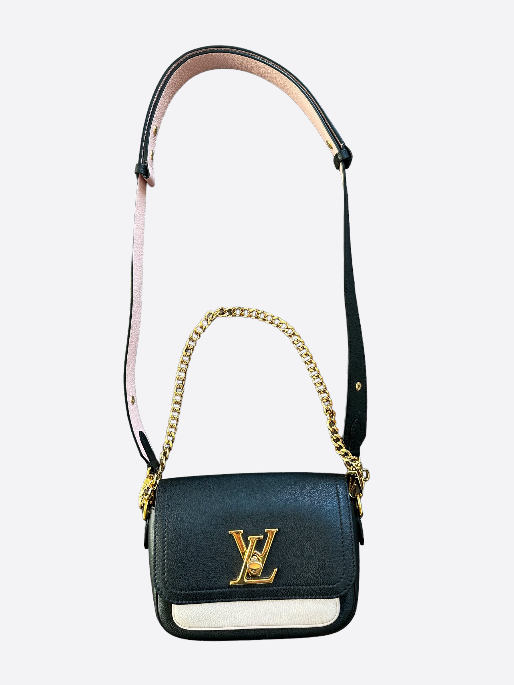 Louis Vuitton Lockme Tender Black/ Creme/ Pink in Calfskin Leather Bag