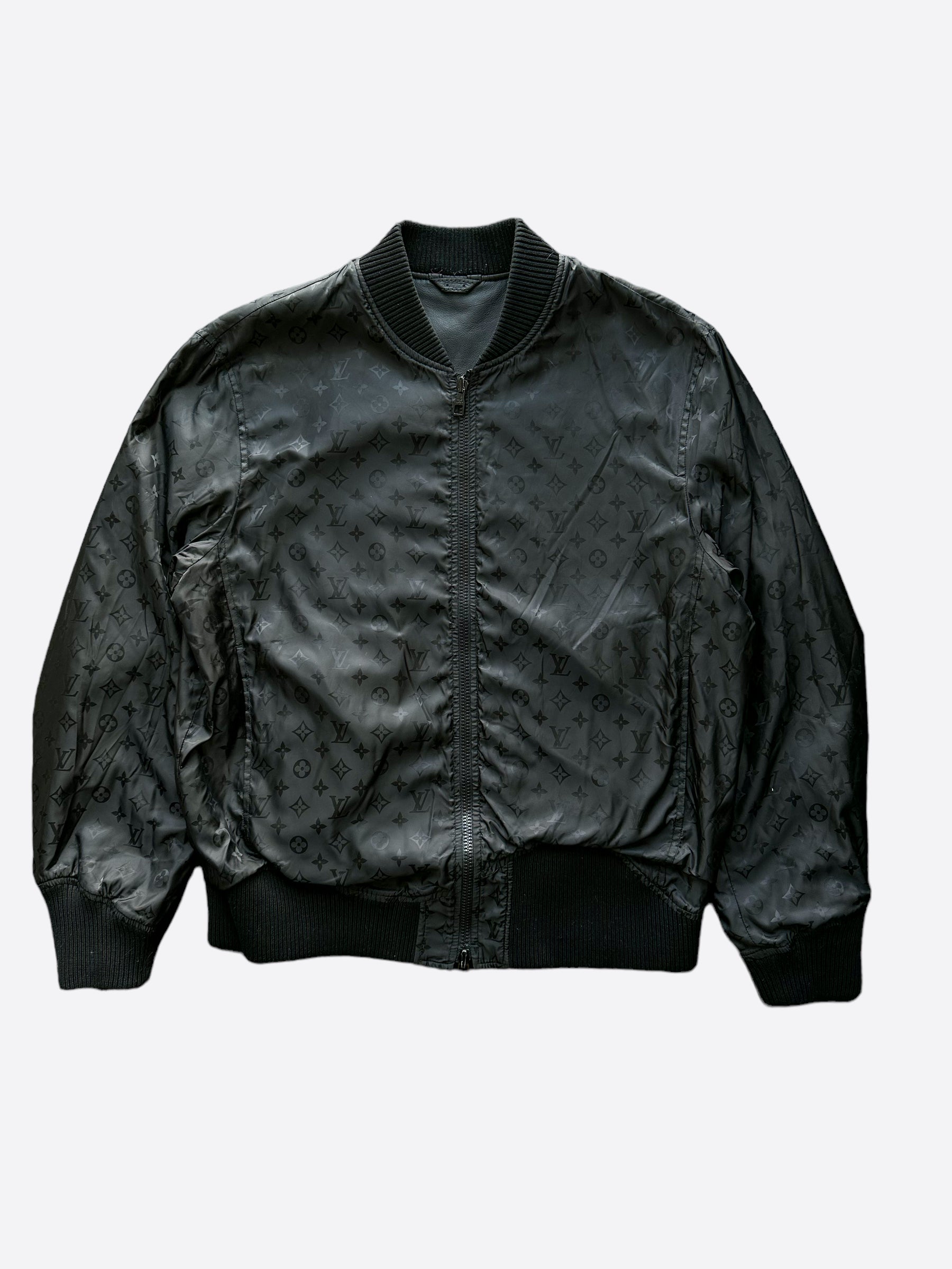 Louis Vuitton Reversible Leather Nylon Jacket BLACK. Size 44