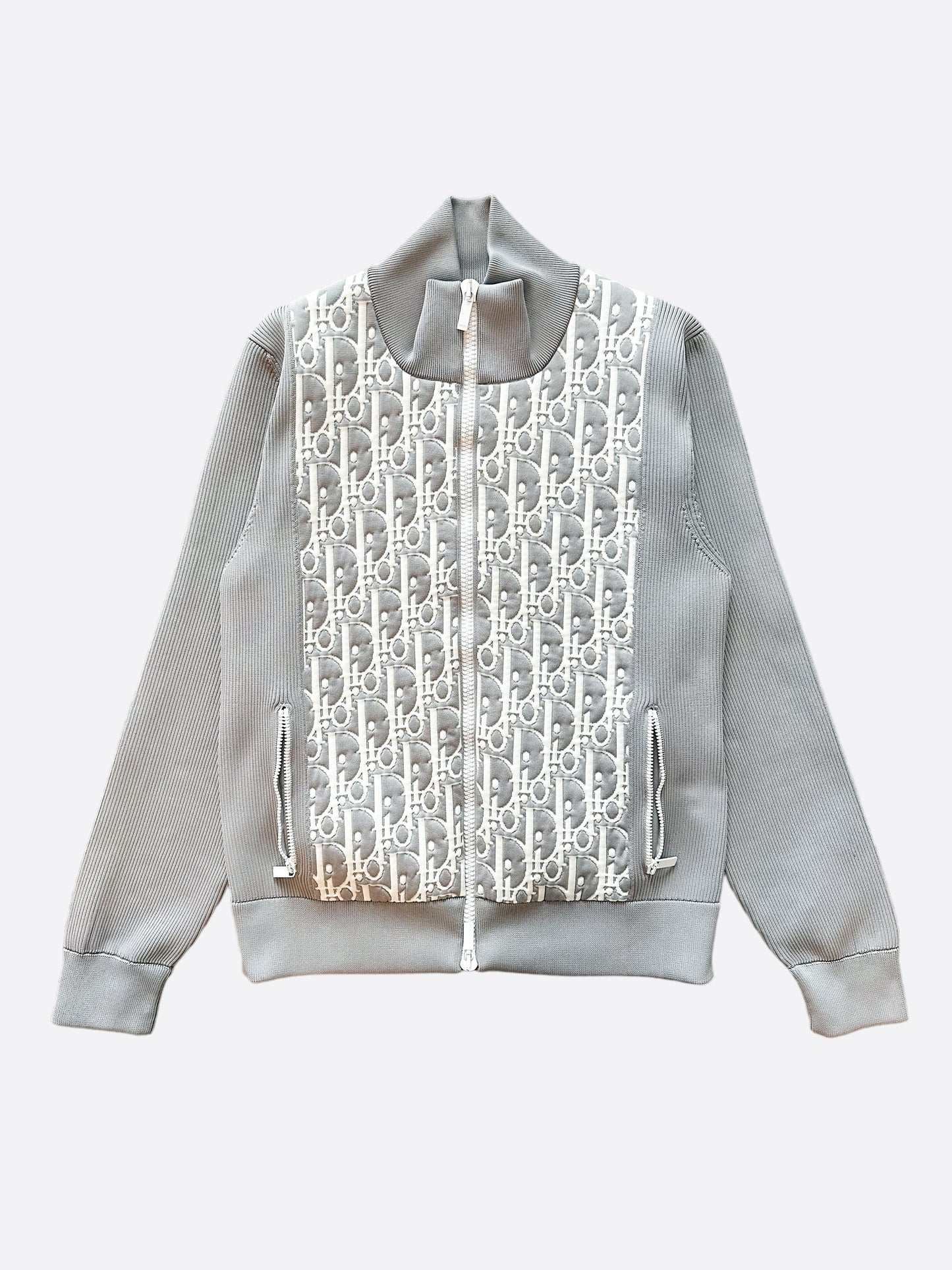 Dior Grey & White Oblique Zip Up Jacket