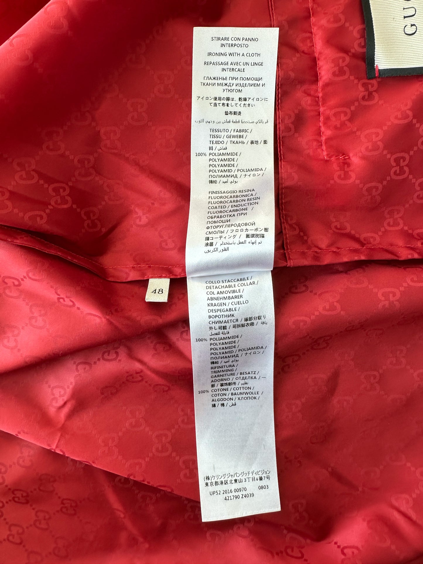 Gucci Red GG Monogram Hooded Bomber Jacket