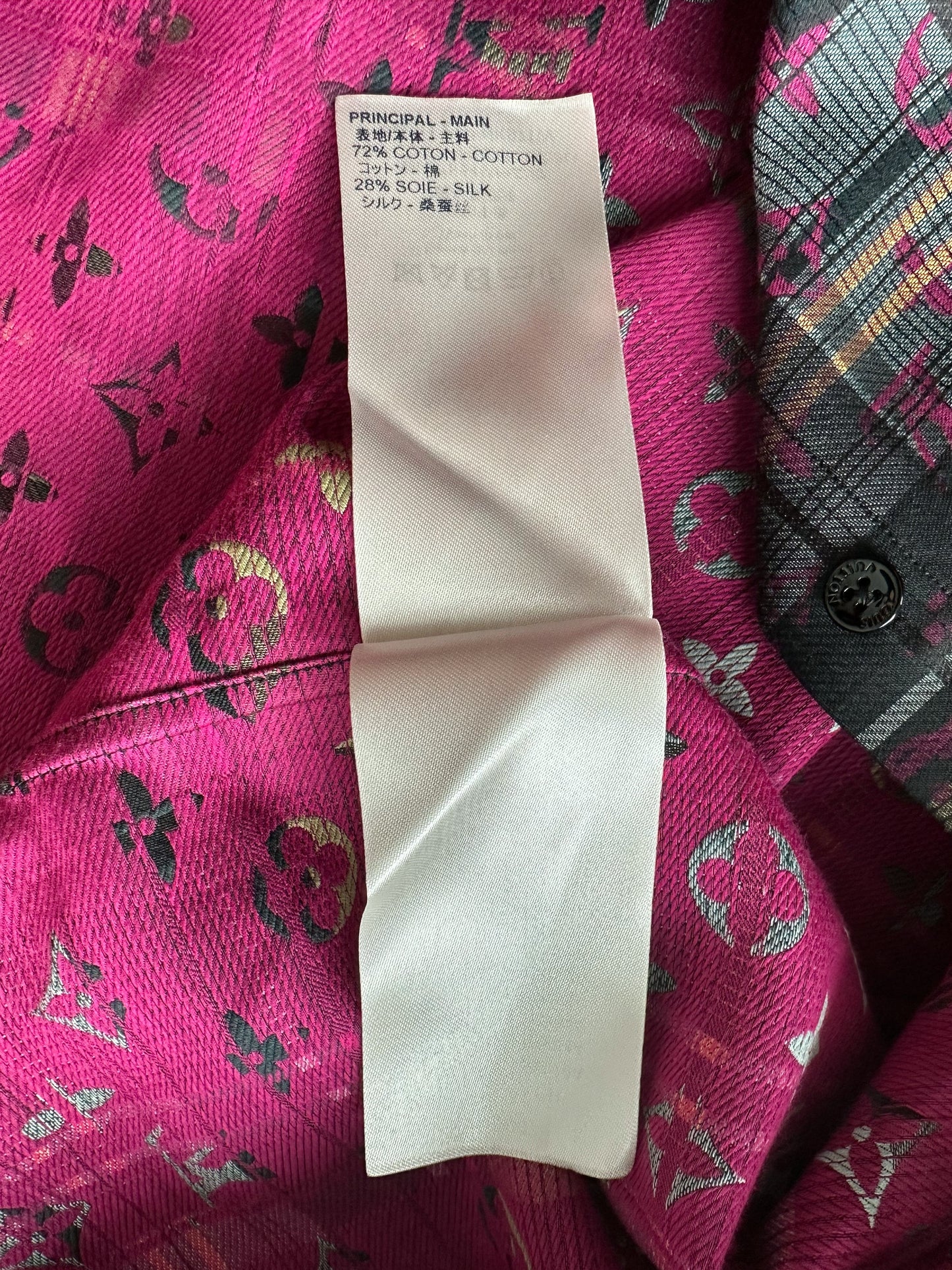 Louis Vuitton Plaid & Pink Monogram Button Up Shirt