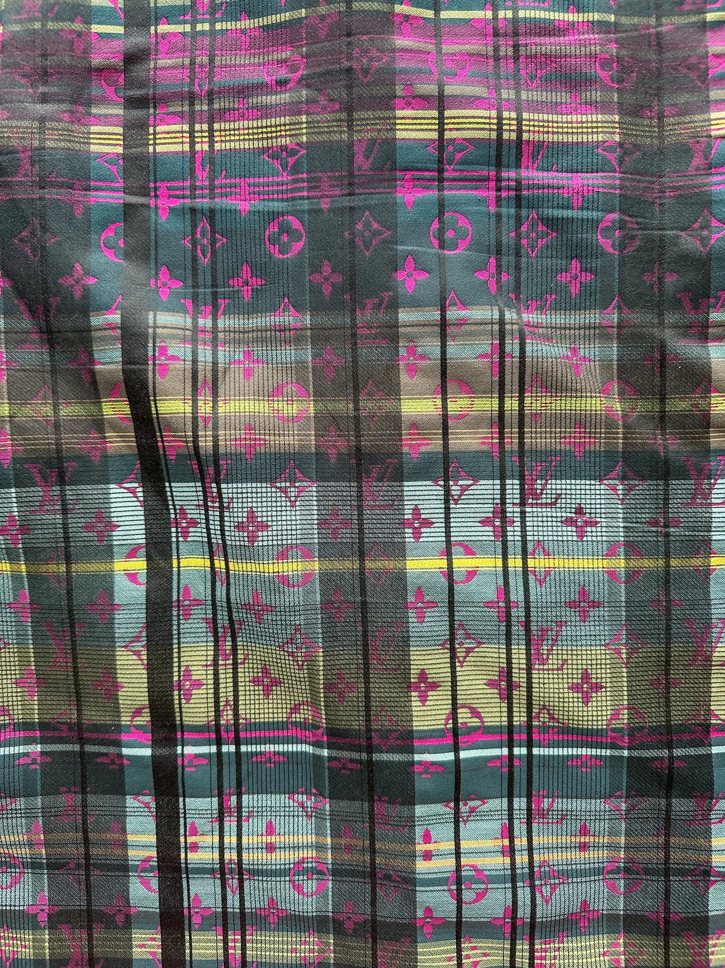 Louis Vuitton Plaid & Pink Monogram Button Up Shirt