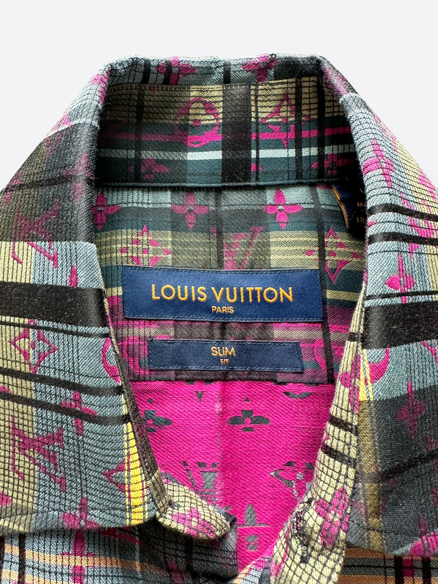 Louis Vuitton Plaid & Pink Monogram Button Up Shirt