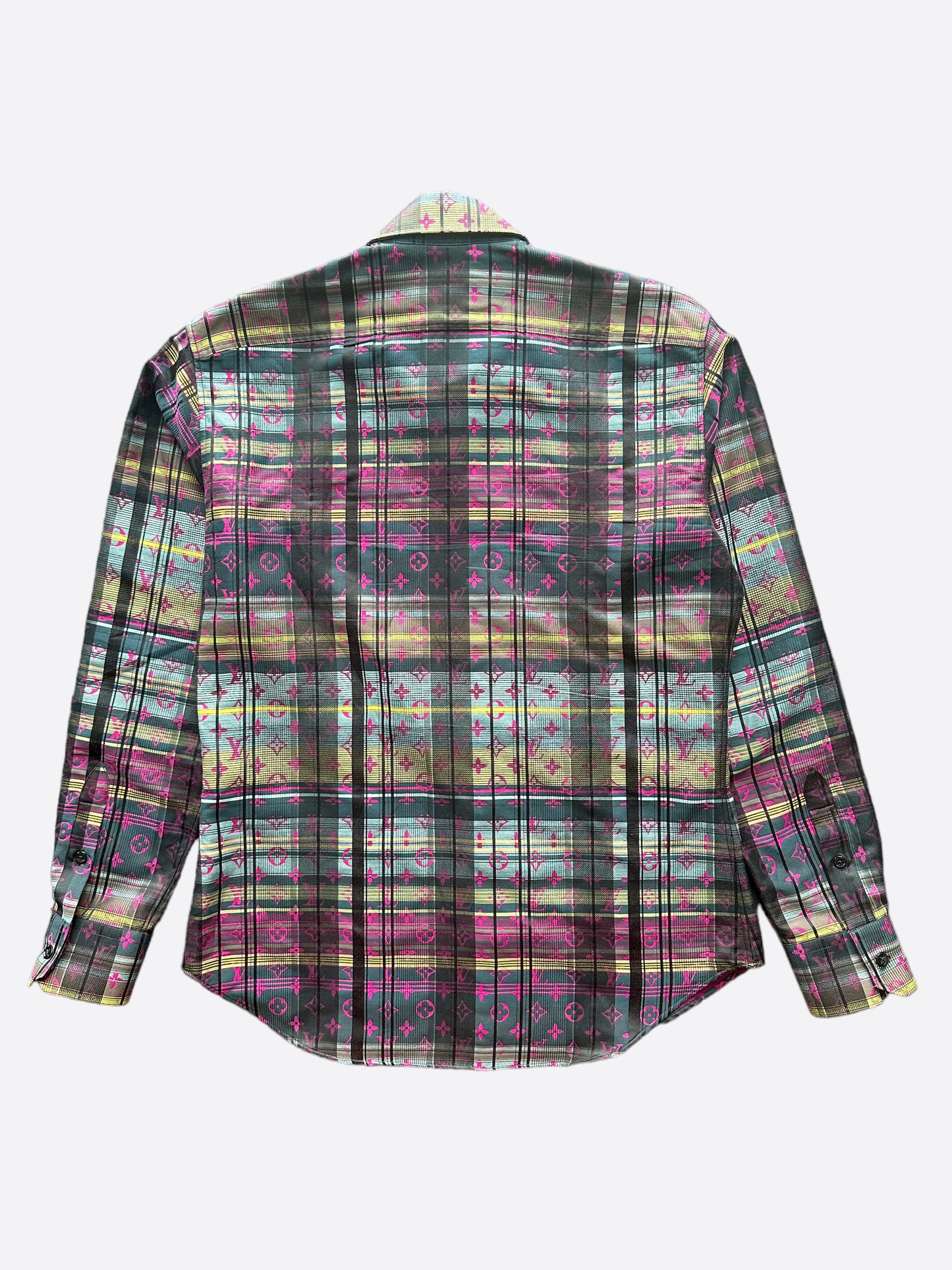 Louis Vuitton Plaid & Pink Monogram Button Up Shirt