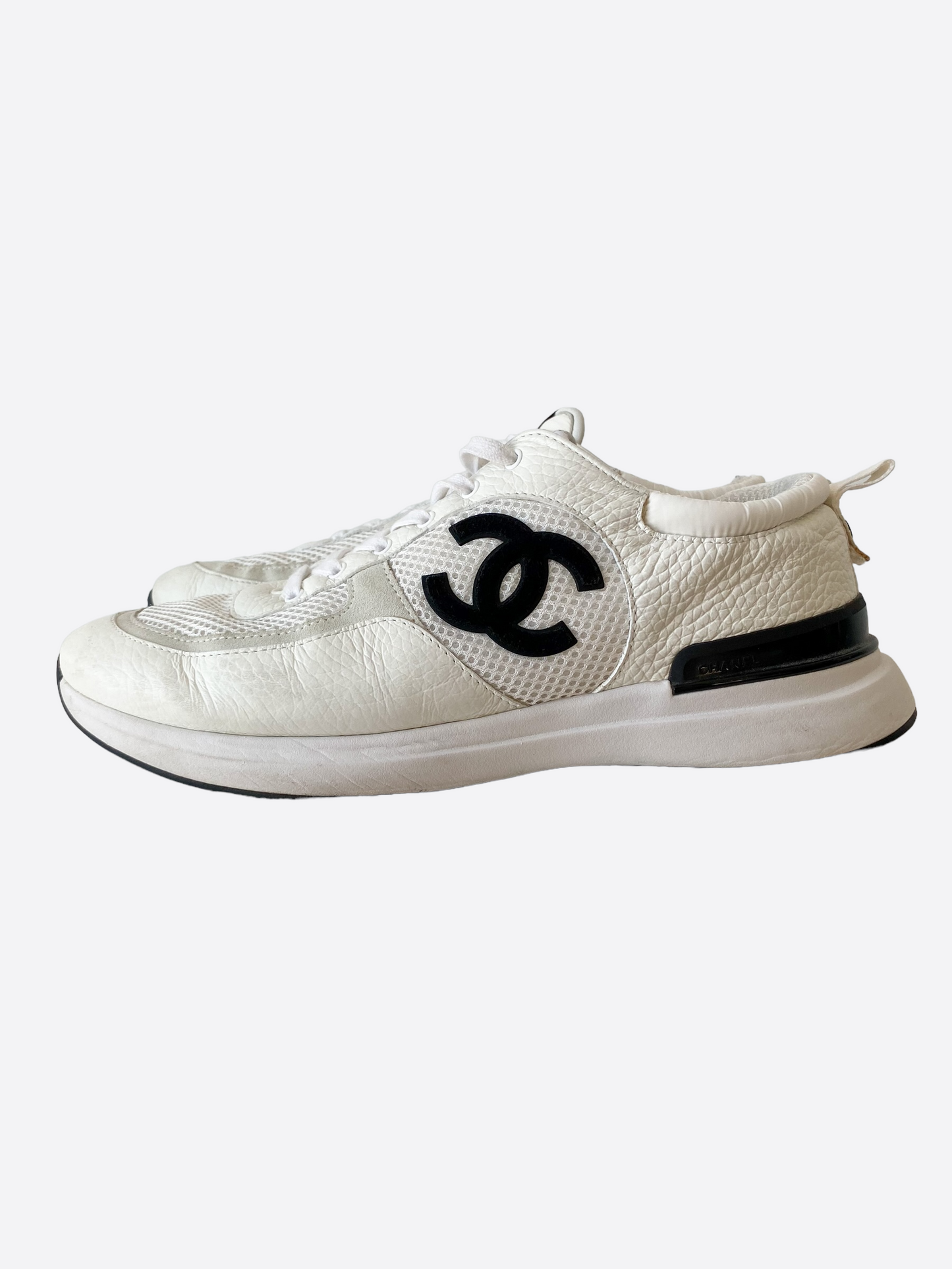 Chanel White & Black Interlock Logo Runners