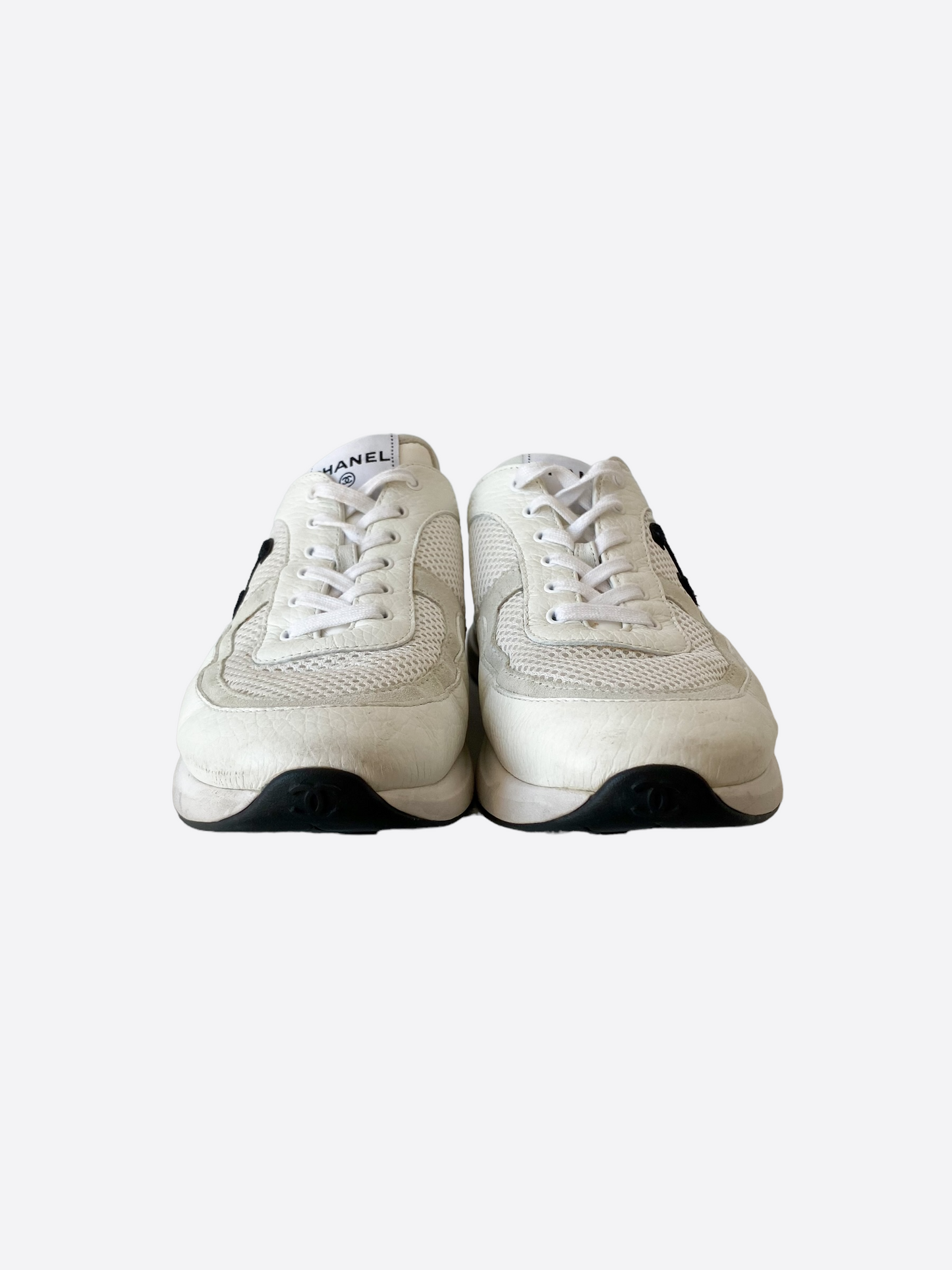 Chanel White & Black Interlock Logo Runners
