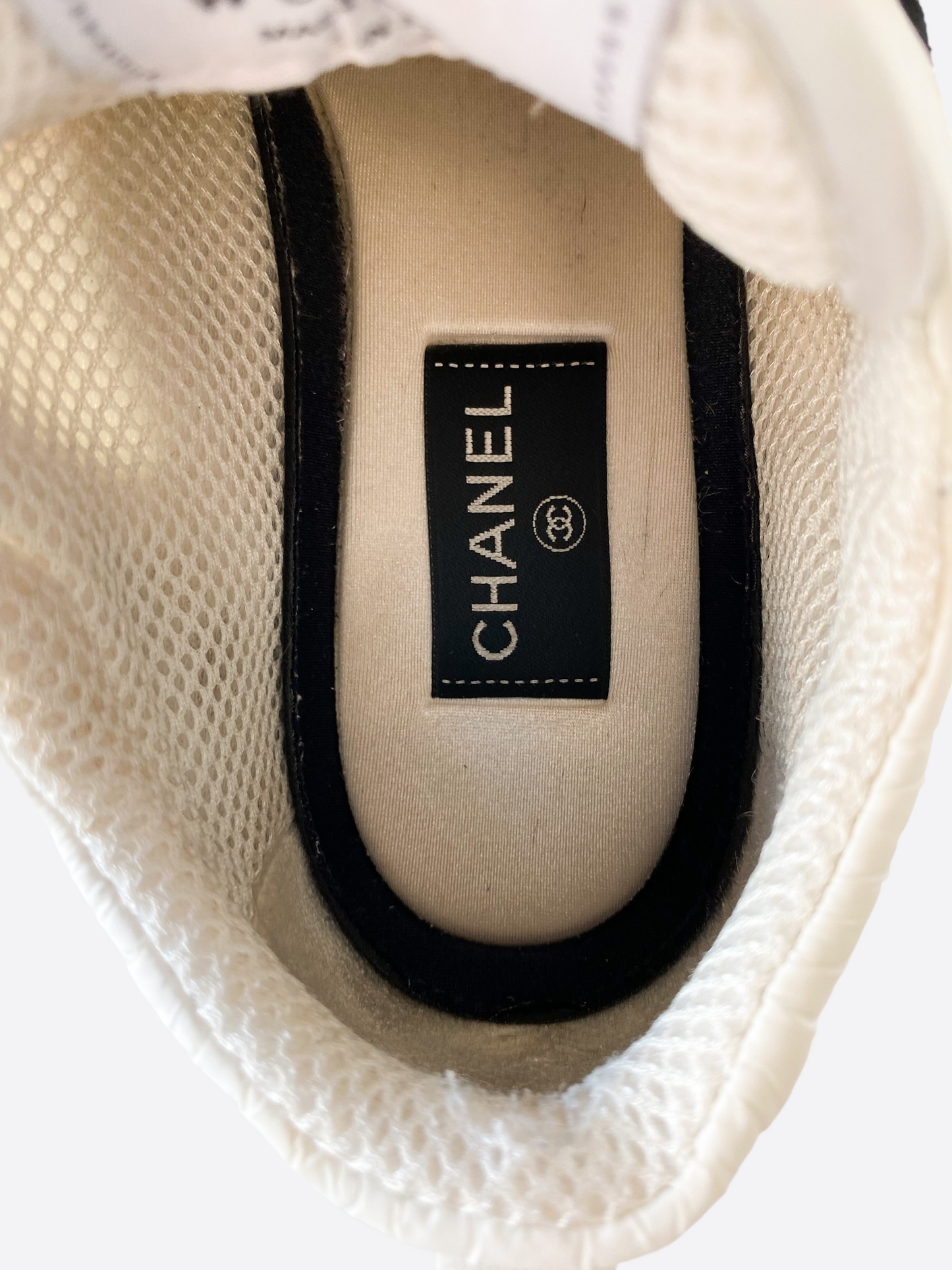 Chanel White & Black Interlock Logo Runners