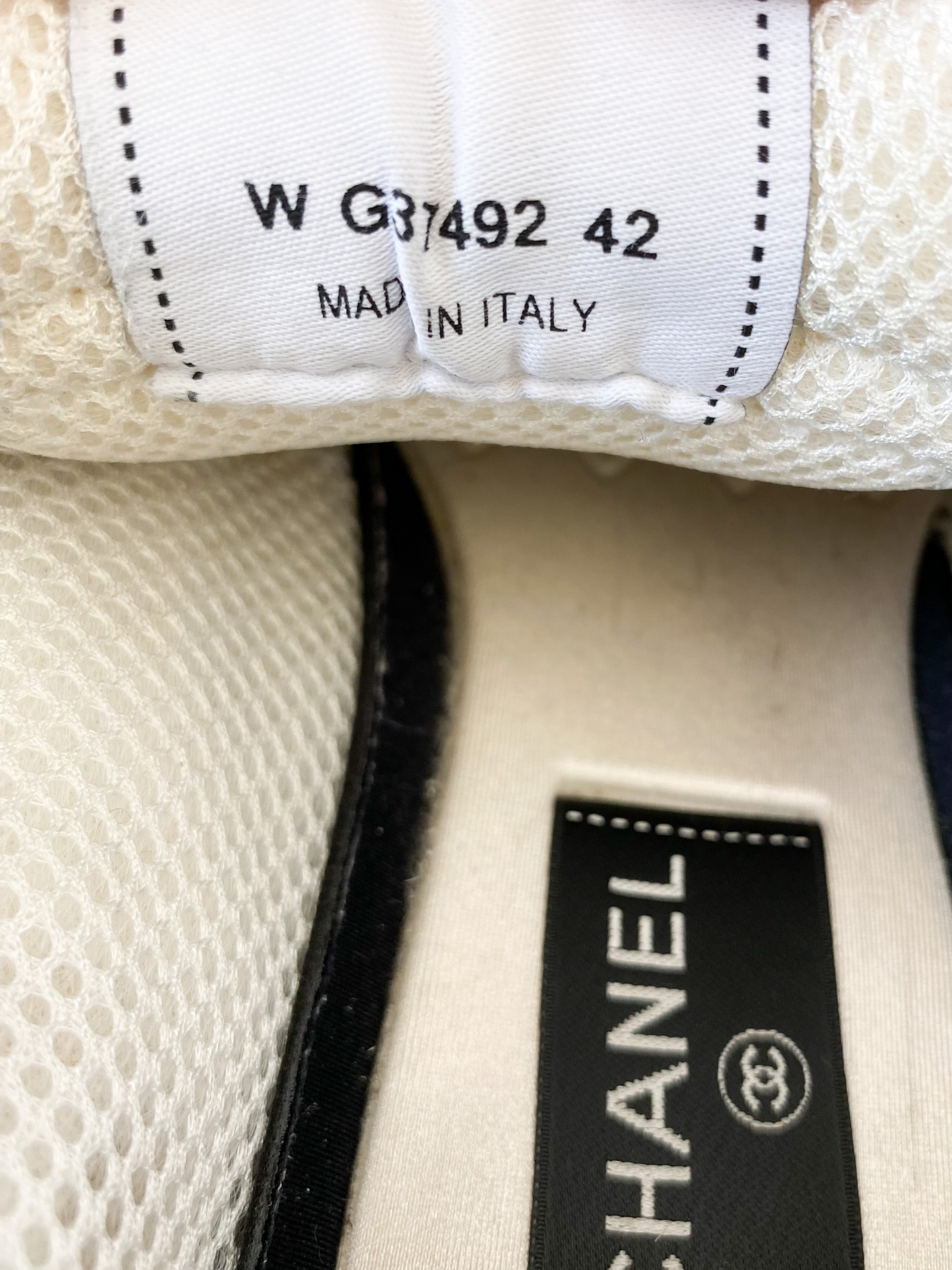 Chanel White & Black Interlock Logo Runners