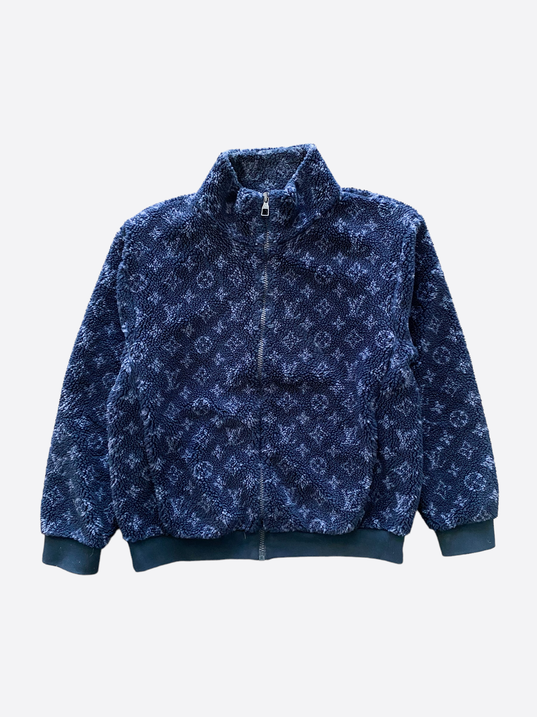 Louis Vuitton 22SS Embroidered Fleece Zip Jacket XXL Navy RM221M
