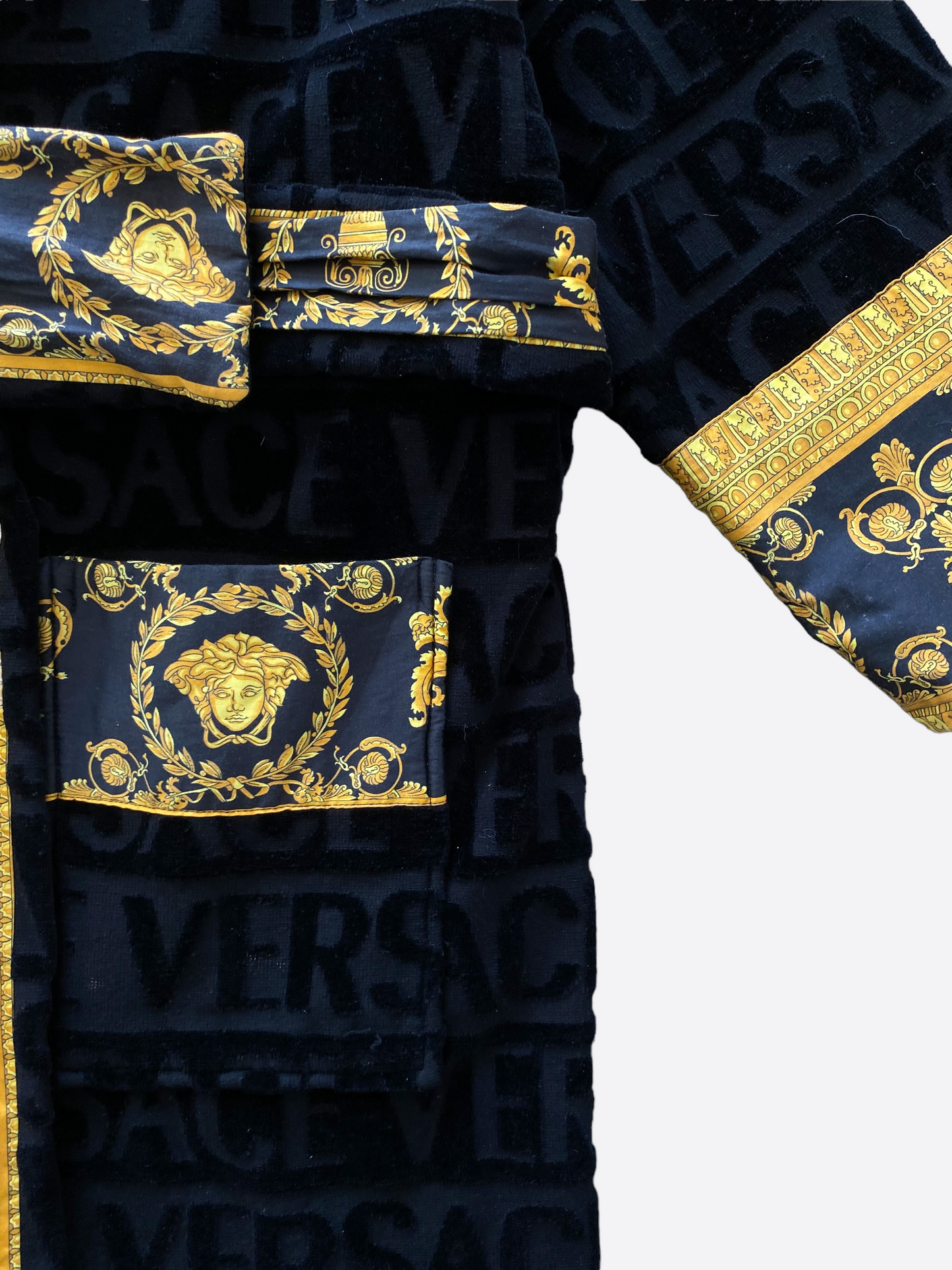 Versace Black Baroque Men's Bathrobe