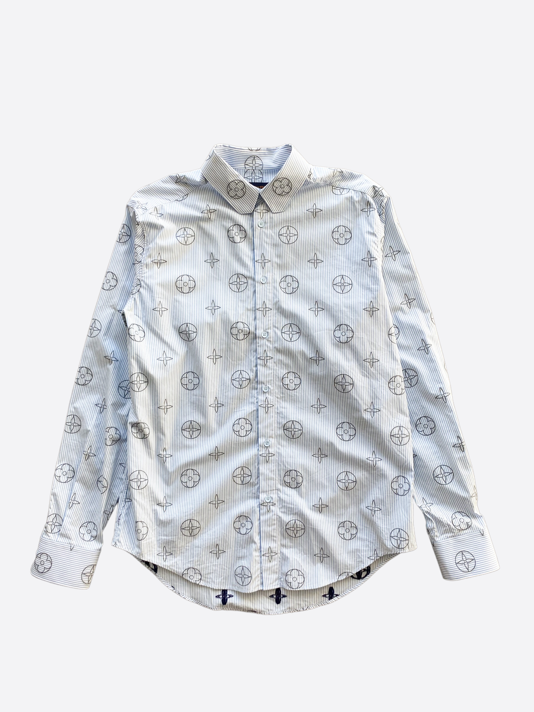 Pre-owned Louis Vuitton Watercolor Monogram Button Up Shirt In White