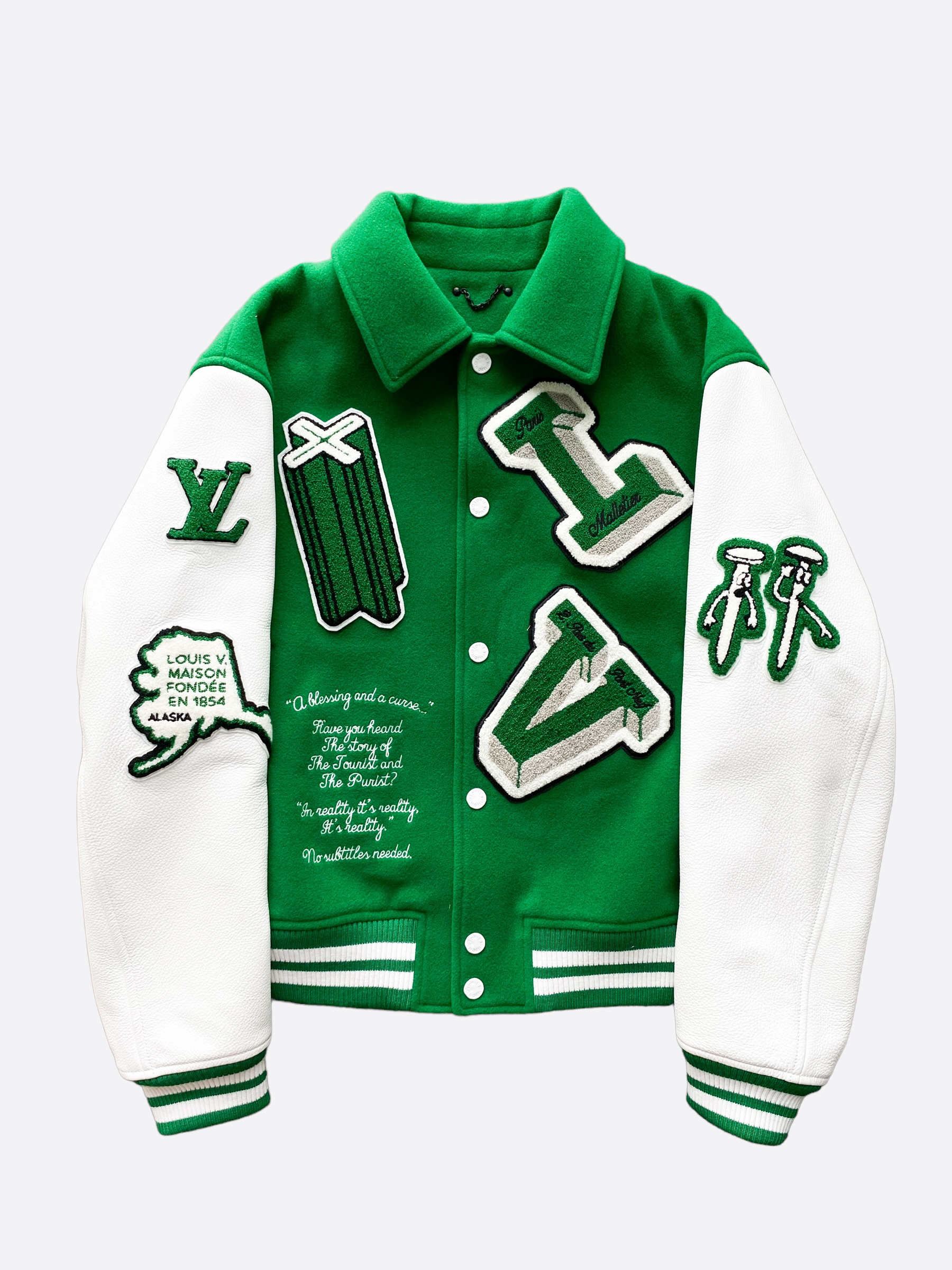Varsity Red and Green Louis Vuitton Letterman Jacket - Jacket Makers