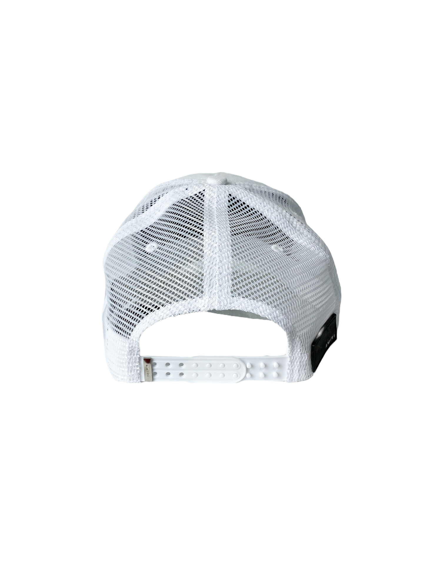 Amiri White MA Logo Paint Drip Trucker Hat