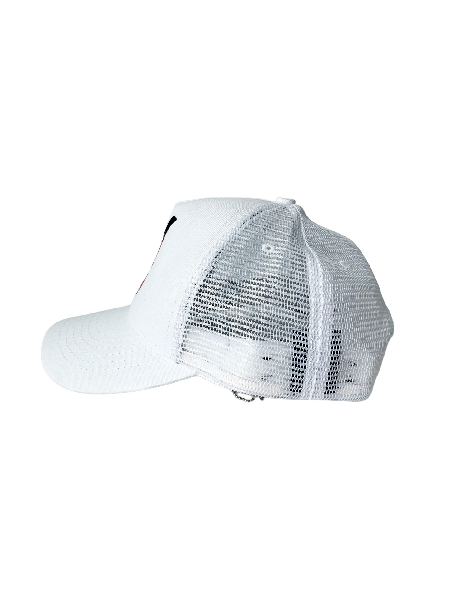 Amiri White MA Logo Paint Drip Trucker Hat