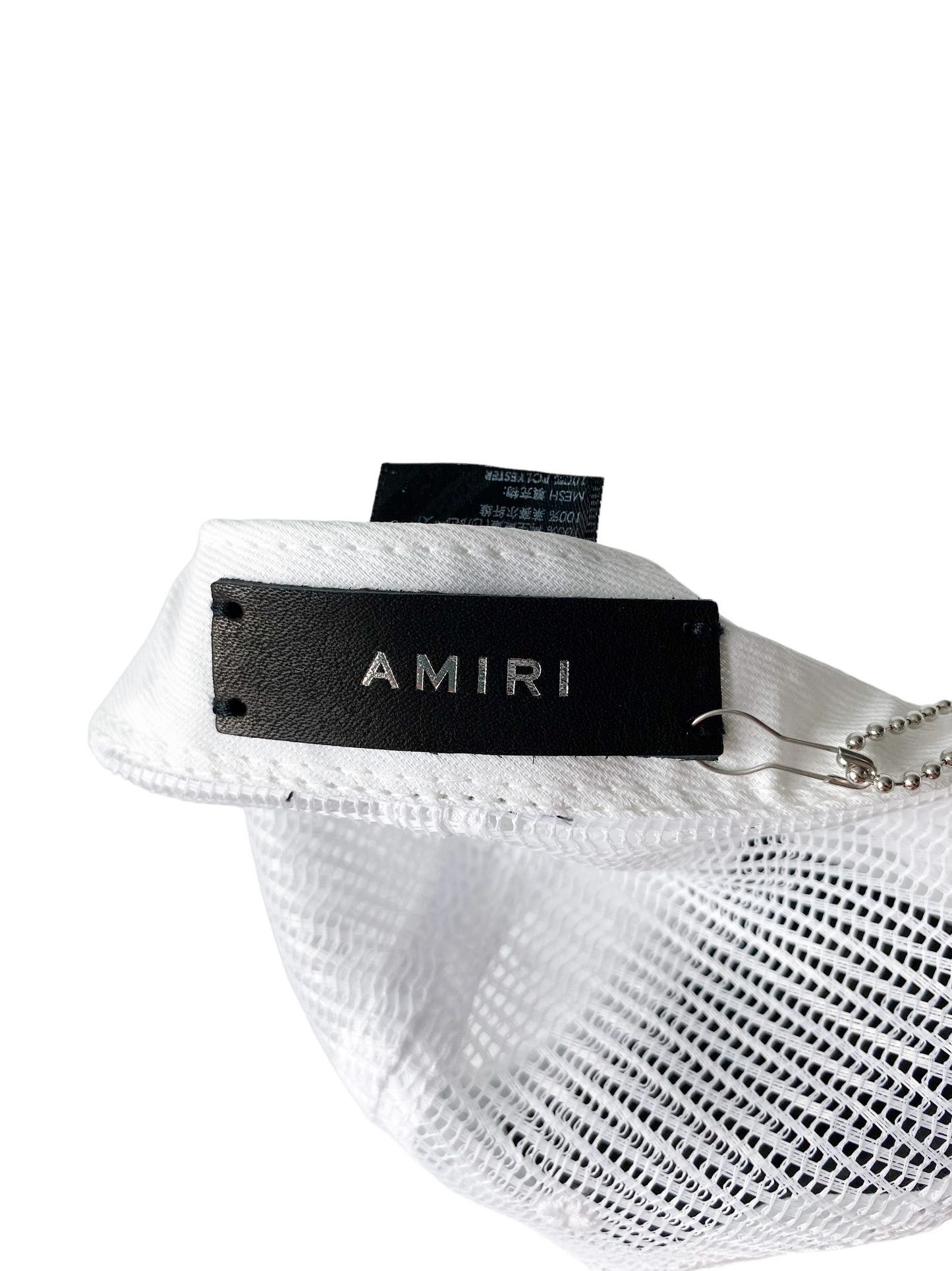 Amiri White MA Logo Paint Drip Trucker Hat