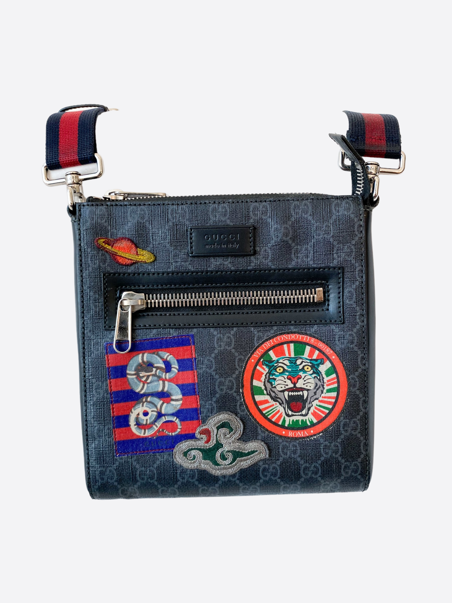 Gucci Monogram Patch Night Courier Messenger Bag