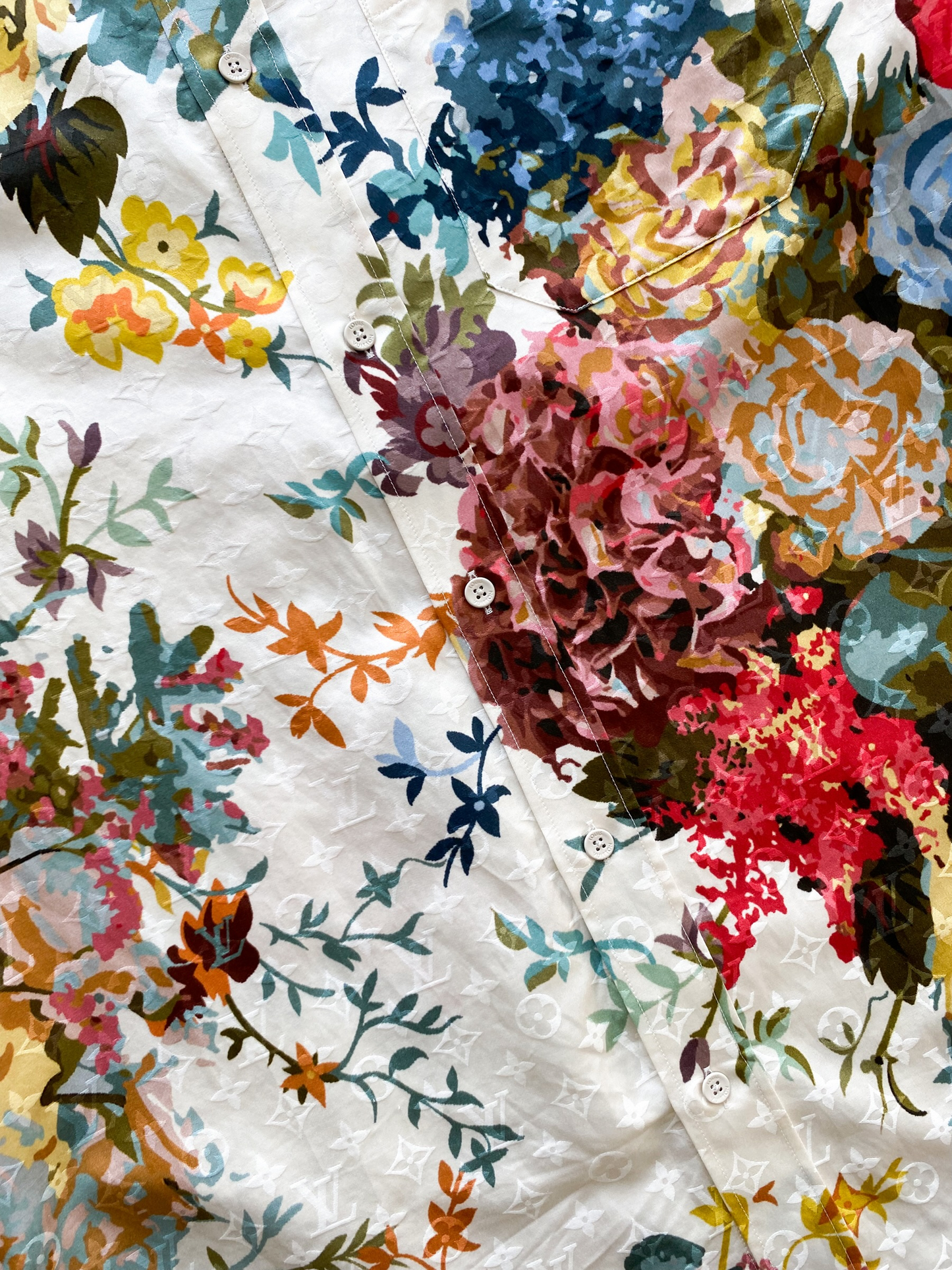 Louis Vuitton Monogram Flower Silk Blend Button Up Shirt