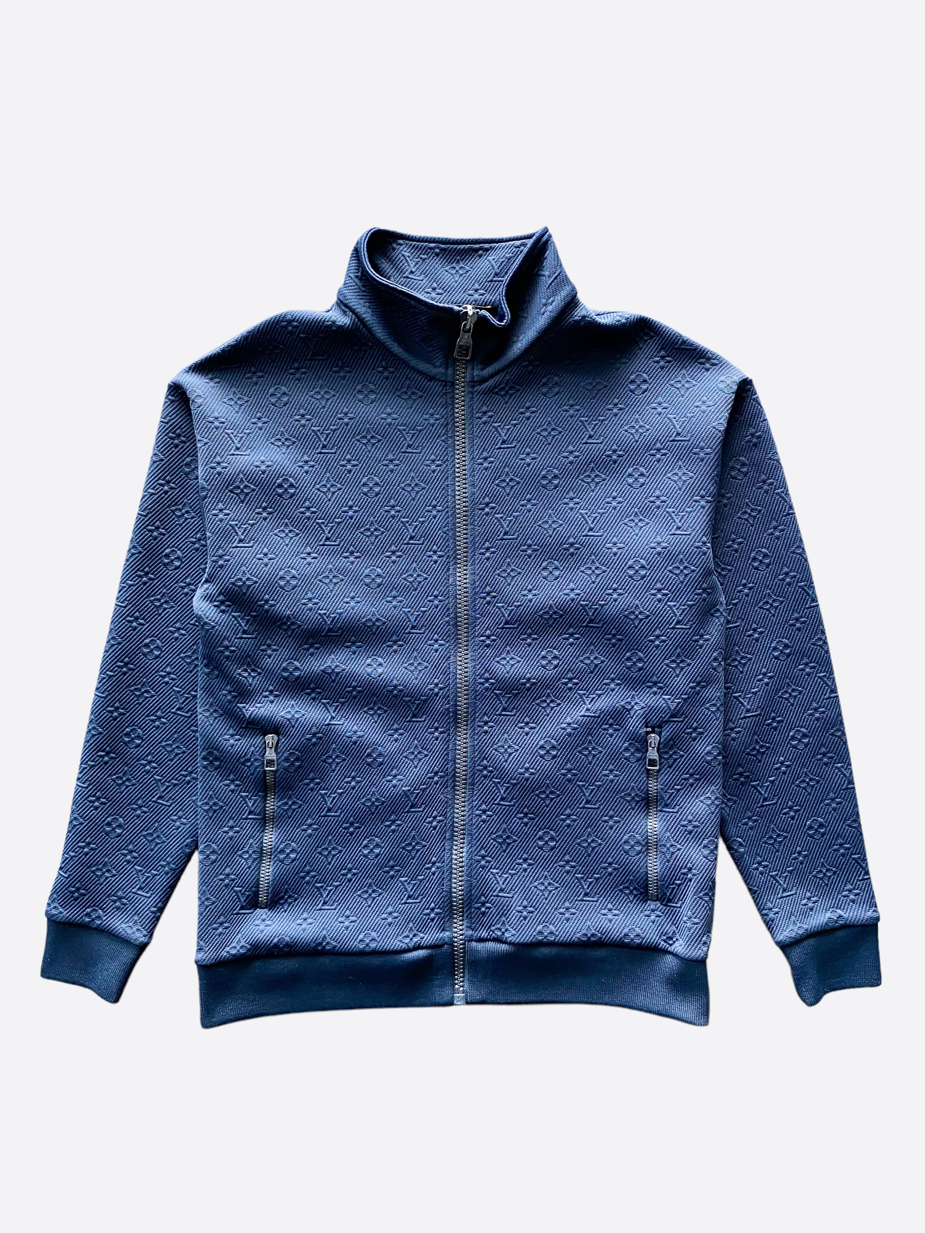Louis Vuitton 2018 Velour Monogram Track Jacket Cardigan - Blue