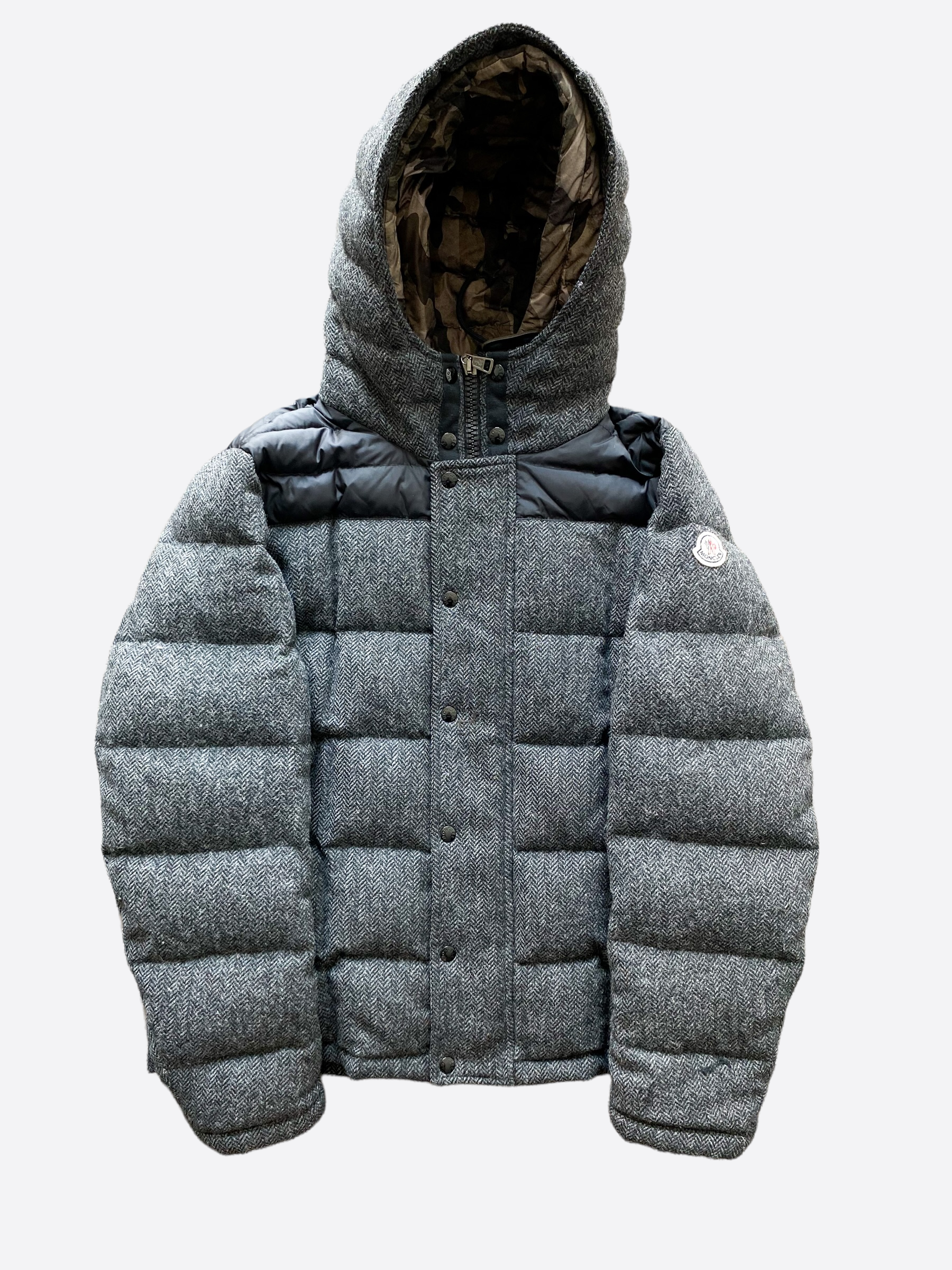 新品☆MONCLER モンクレール☆保温力抜群ショール!ブランケット!グレー Moncler Grey Wool Puffer Men's Jacket – Savonches
