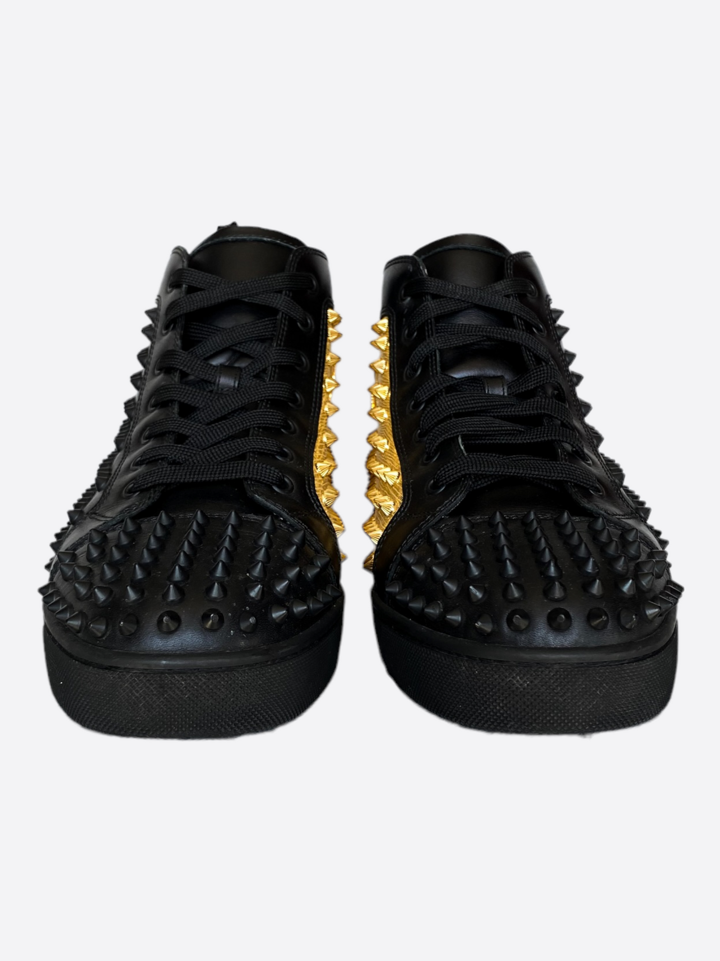 Christian Louboutin Black & Gold High Top Spiked Sneakers
