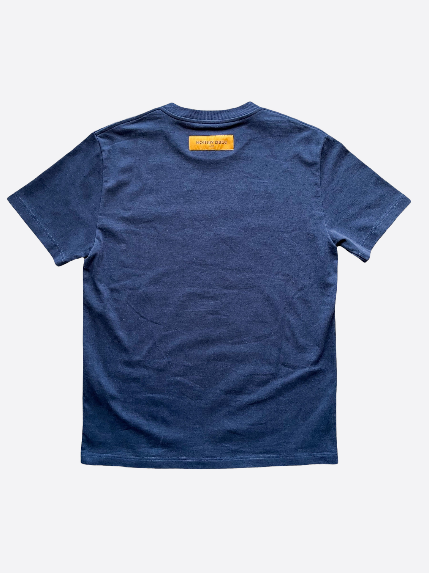 Louis Vuitton Navy Embroidered Flowers Logo Tee