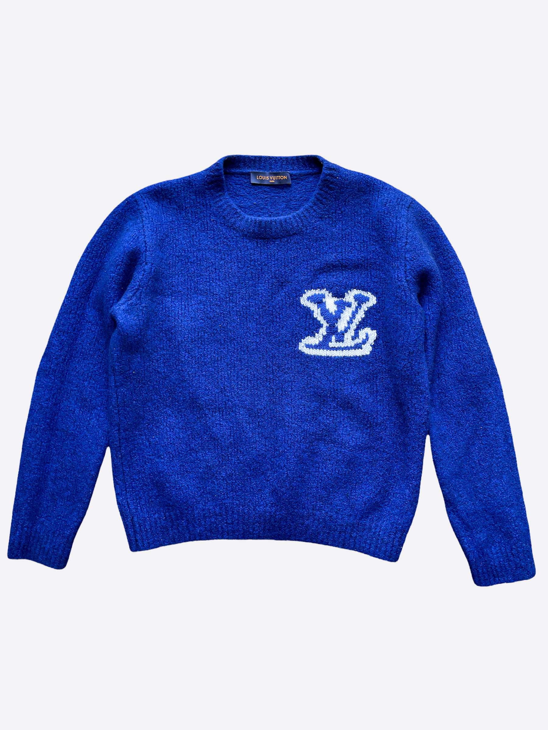 Louis Vuitton Blue & White 'LV Intarsia' Sweater