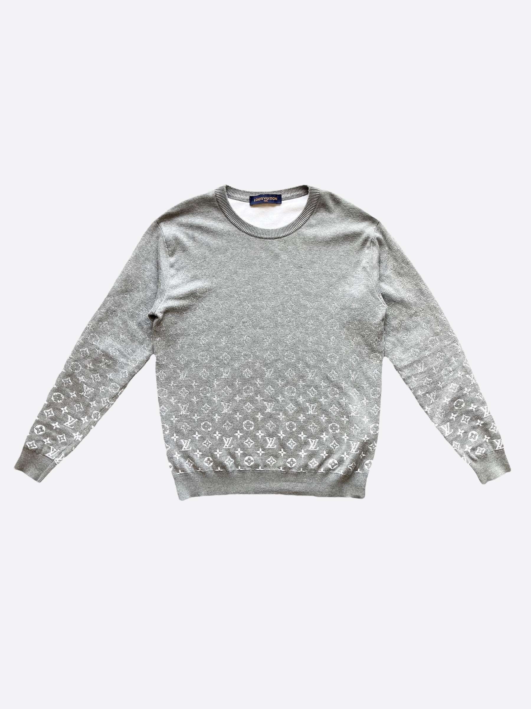 Louis Vuitton Grey & White Monogram Gradient Sweater – Savonches Louis Vuitton Grey & White Monogram Gradient Sweater – Savonches